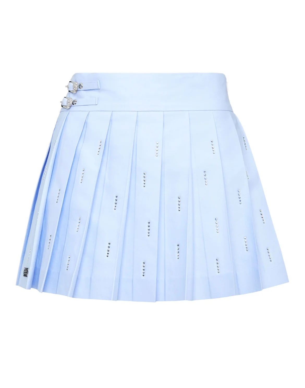 Pleated Mini Skirt Strass Skull, цвет: Голубой