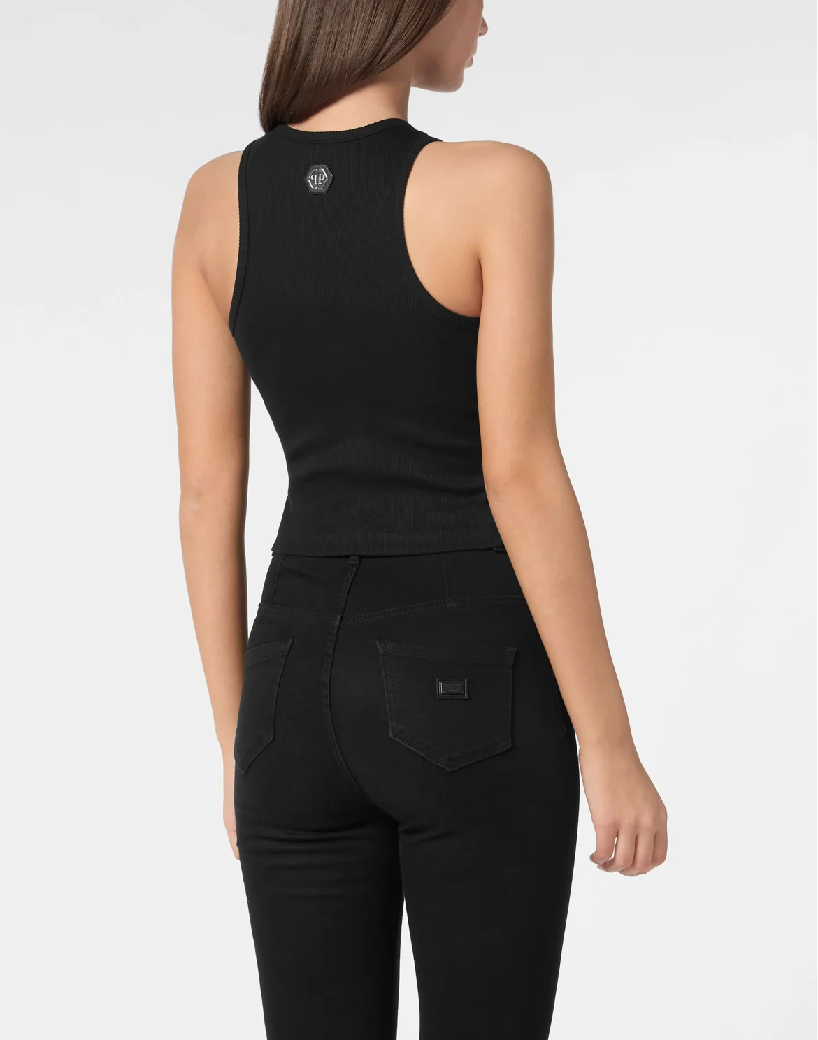 Jersey Rib Tank Top Fringe, цвет: Черный
