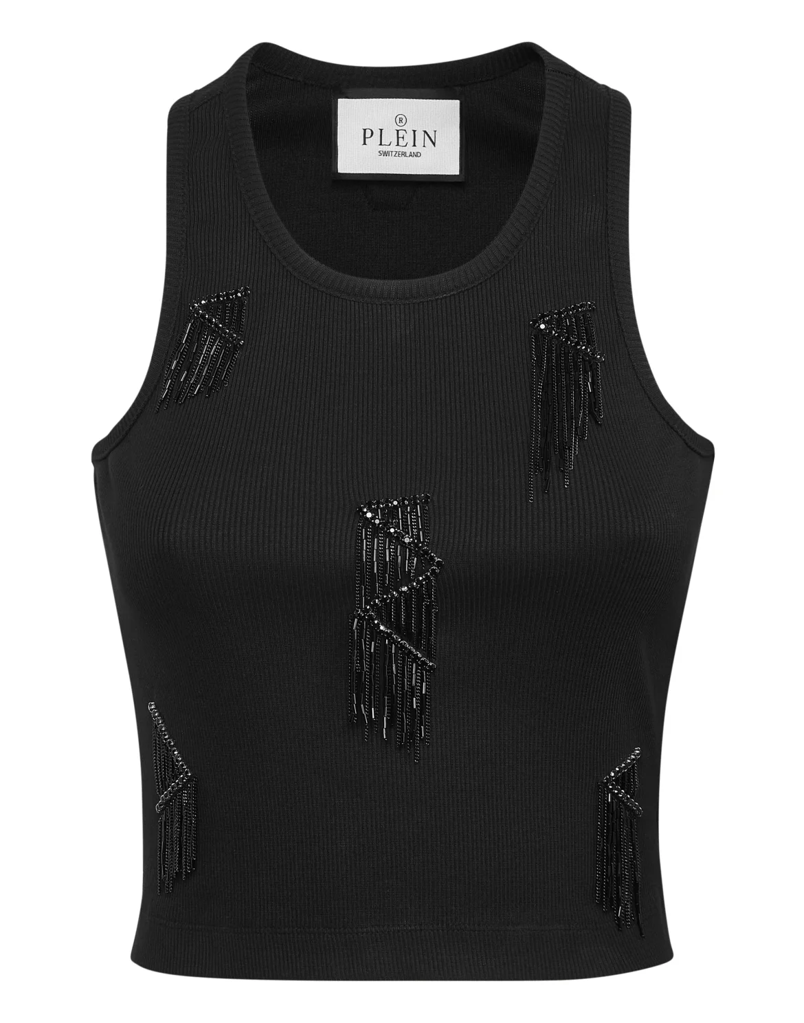 Jersey Rib Tank Top Fringe, цвет: Черный