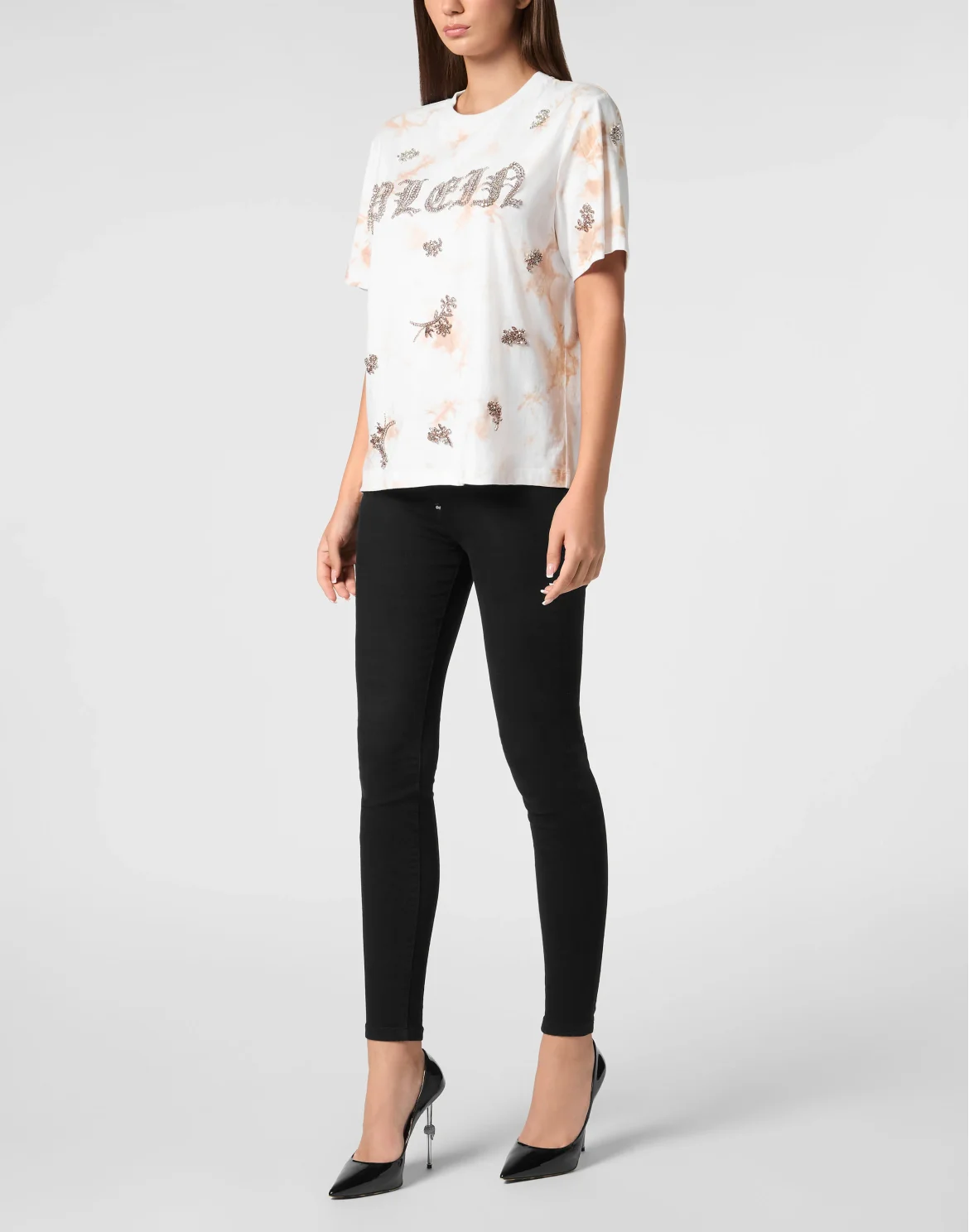 Tie-Dye T-Shirt Man Fit Round Neck SS Flowers, цвет: Розовый