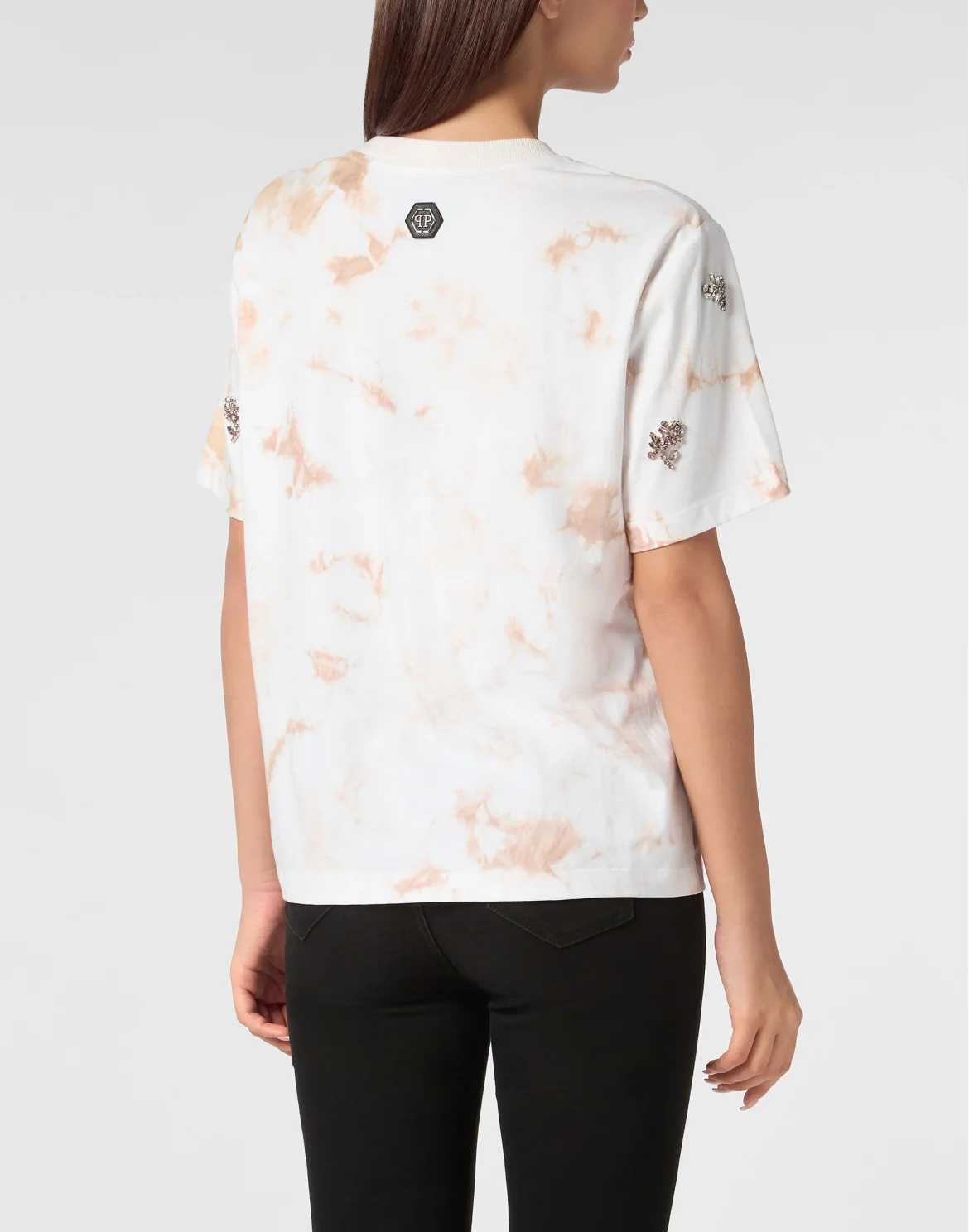 Tie-Dye T-Shirt Man Fit Round Neck SS Flowers, цвет: Розовый