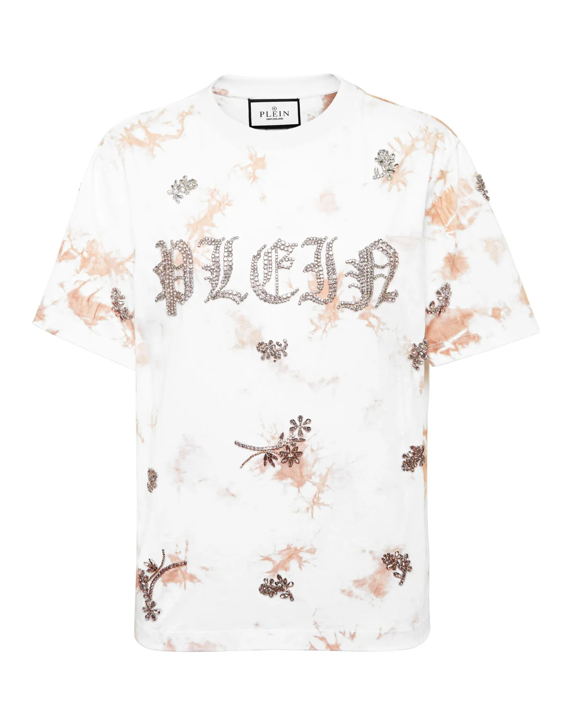 Tie-Dye T-Shirt Man Fit Round Neck SS Flowers, цвет: Розовый
