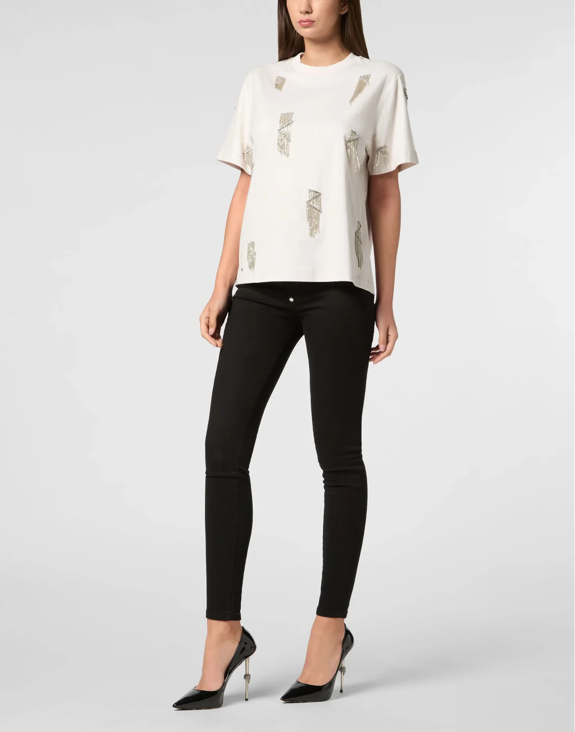 Jersey T-Shirt Man Fit Round Neck SS Fringe, цвет: Бежевый