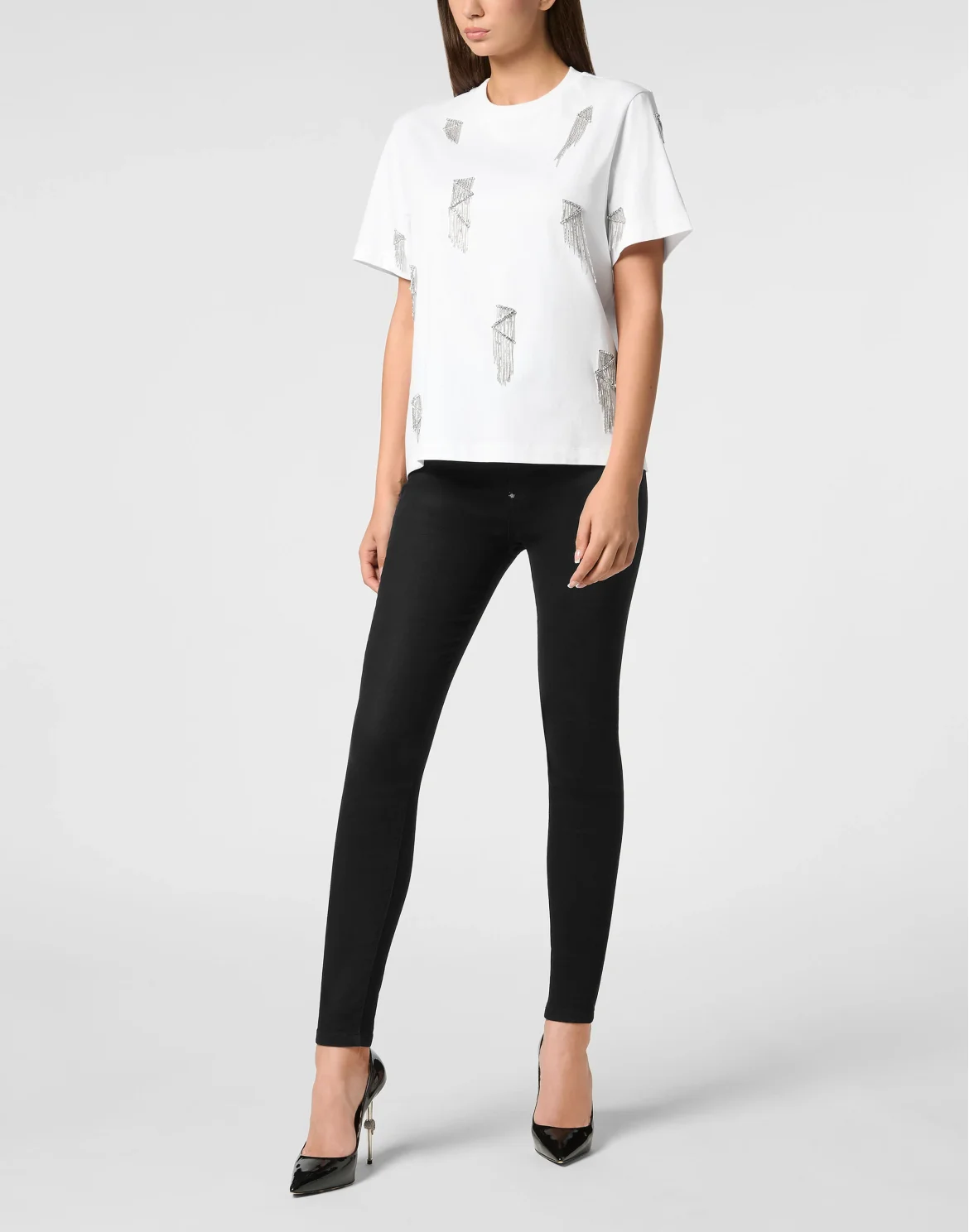 Jersey T-Shirt Man Fit Round Neck SS Fringe, цвет: Белый