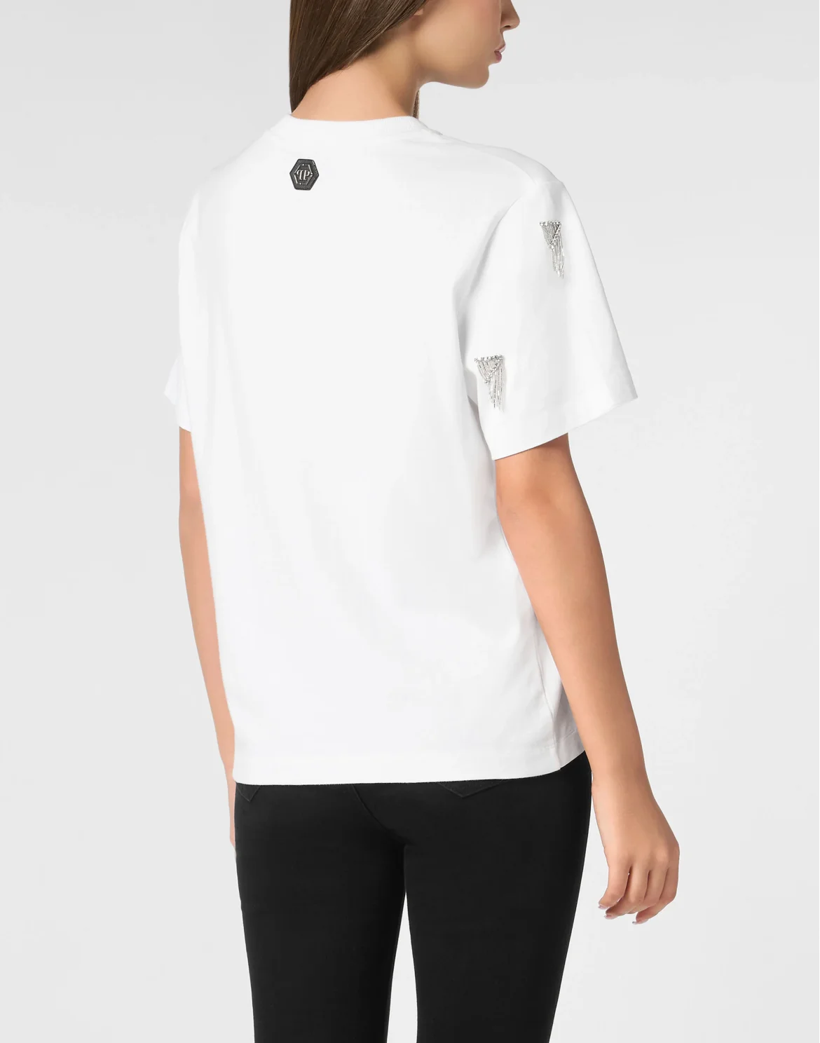 Jersey T-Shirt Man Fit Round Neck SS Fringe, цвет: Белый
