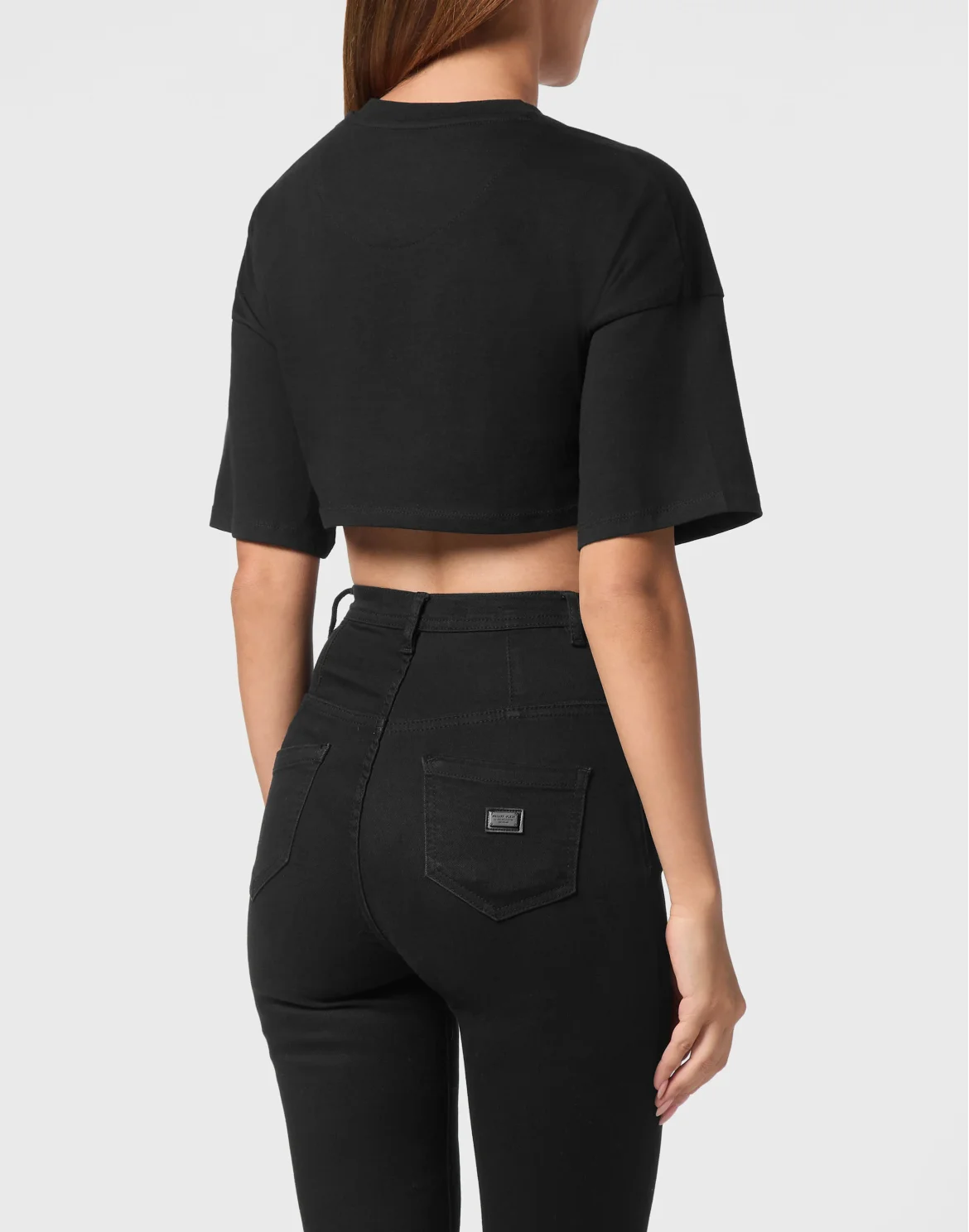 Jersey Cropped T-shirt Round Neck SS Patches, цвет: Черный