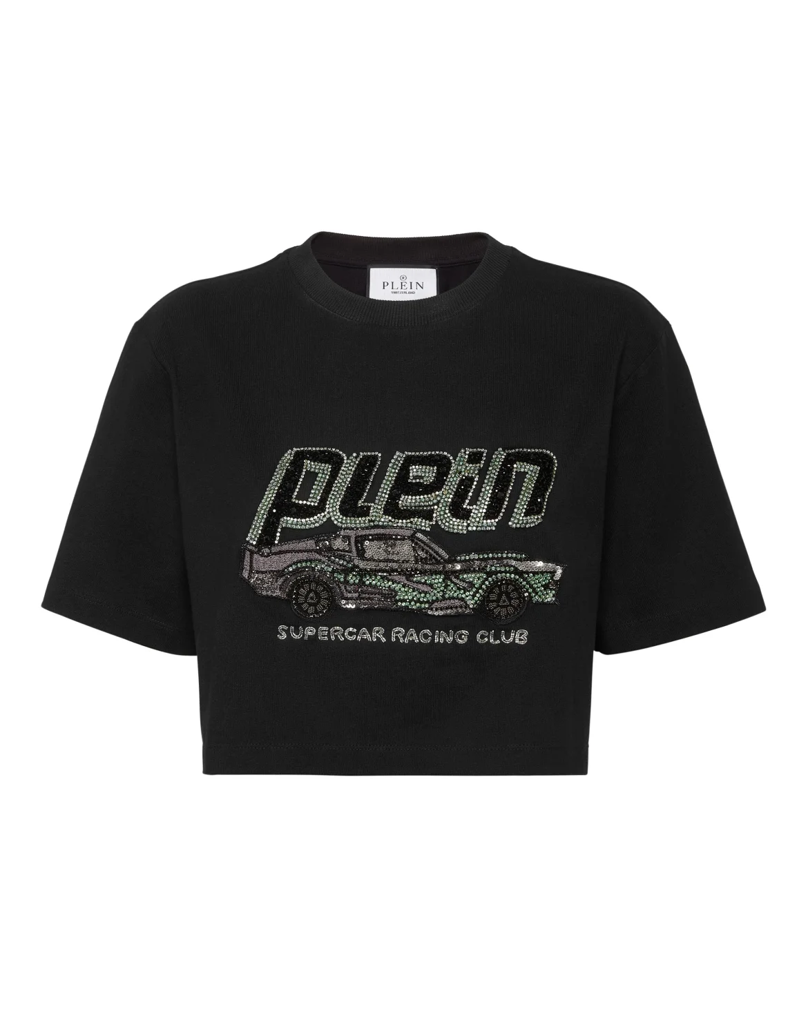 T-shirt Crop Plein Car, цвет: Черный