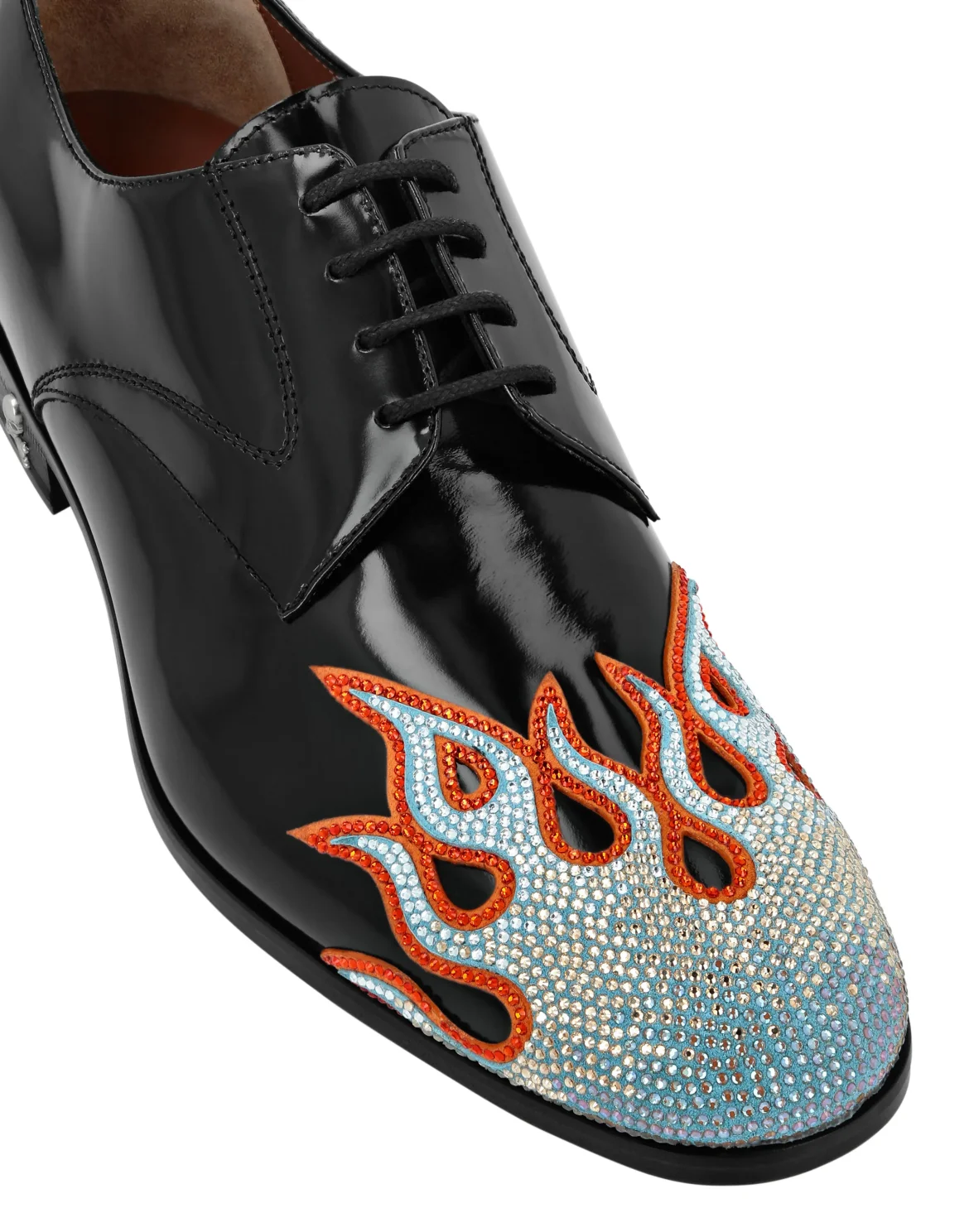 Lace Up Shoes Strass Flame, цвет: Черный