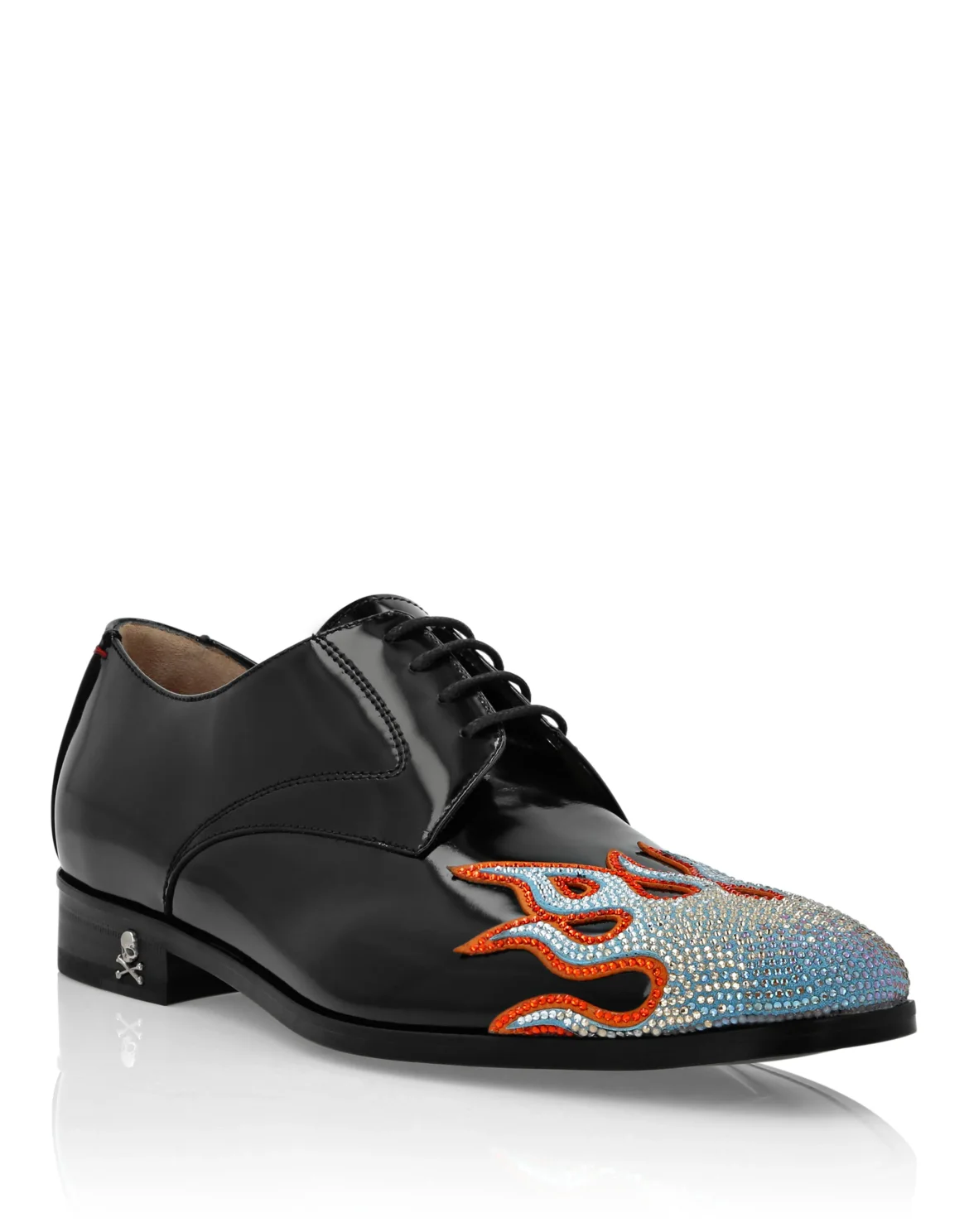 Lace Up Shoes Strass Flame, цвет: Черный