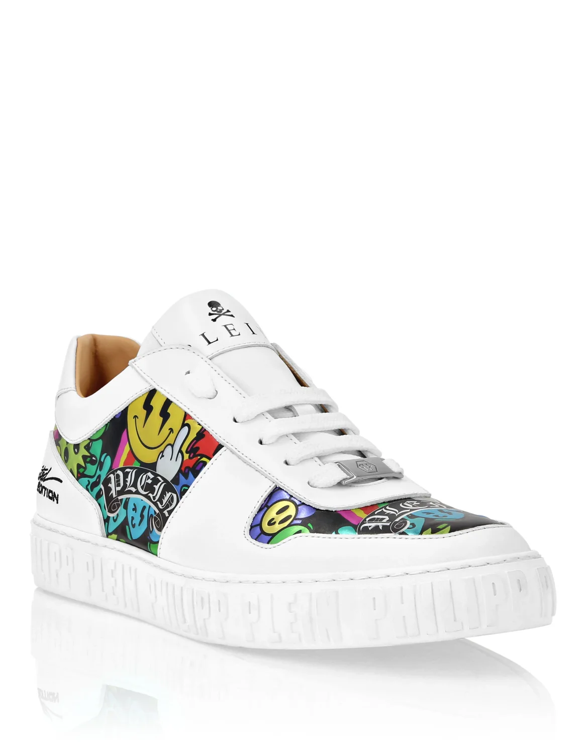 Nappa Leather Lo-Top Sneakers Smile, цвет: Белый