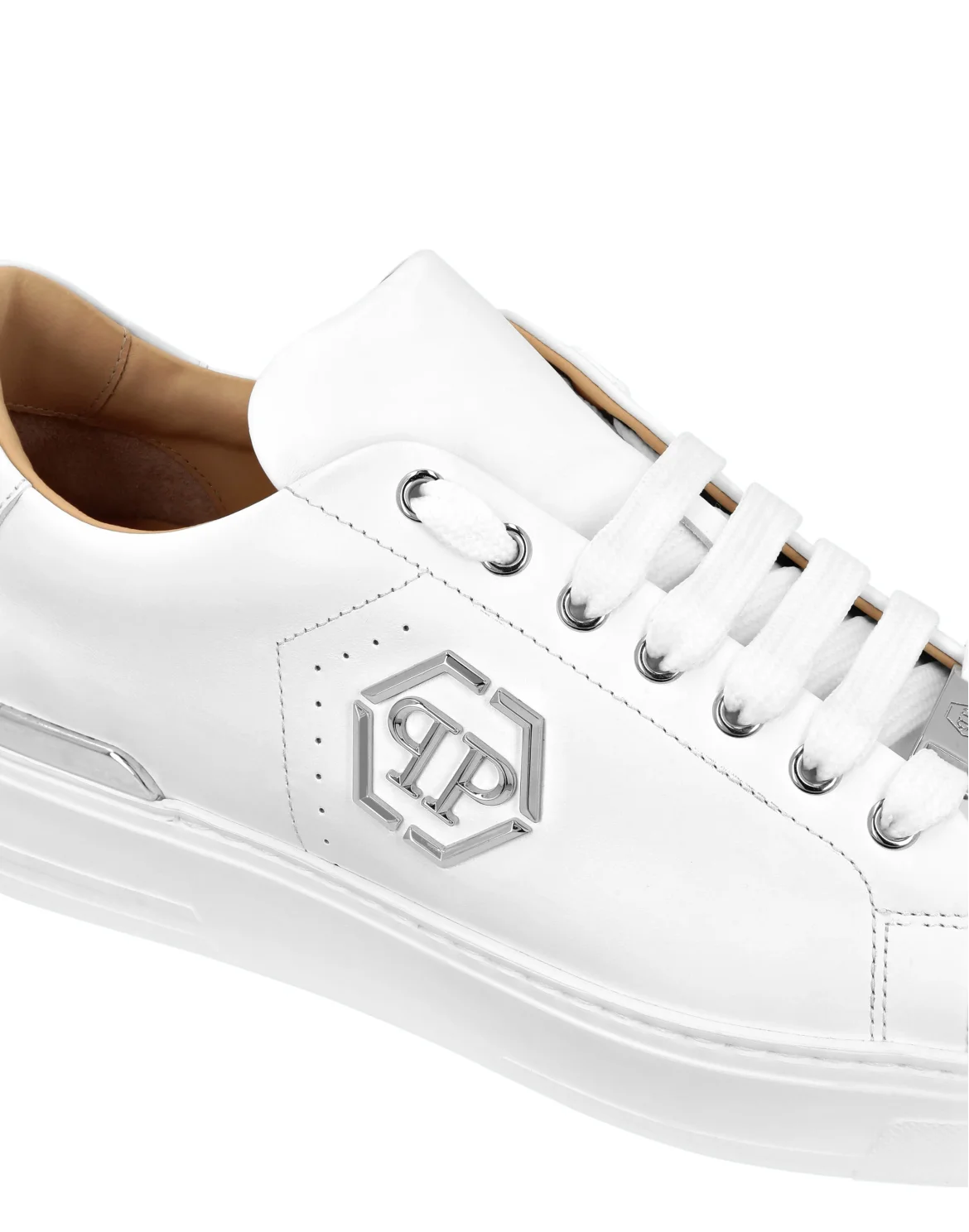Nappa Leather Lo-Top Sneakers Hexagon, цвет: Белый