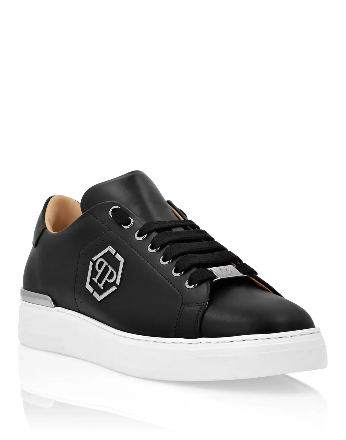 Nappa Leather Lo-Top Sneakers Hexagon, цвет: Черный