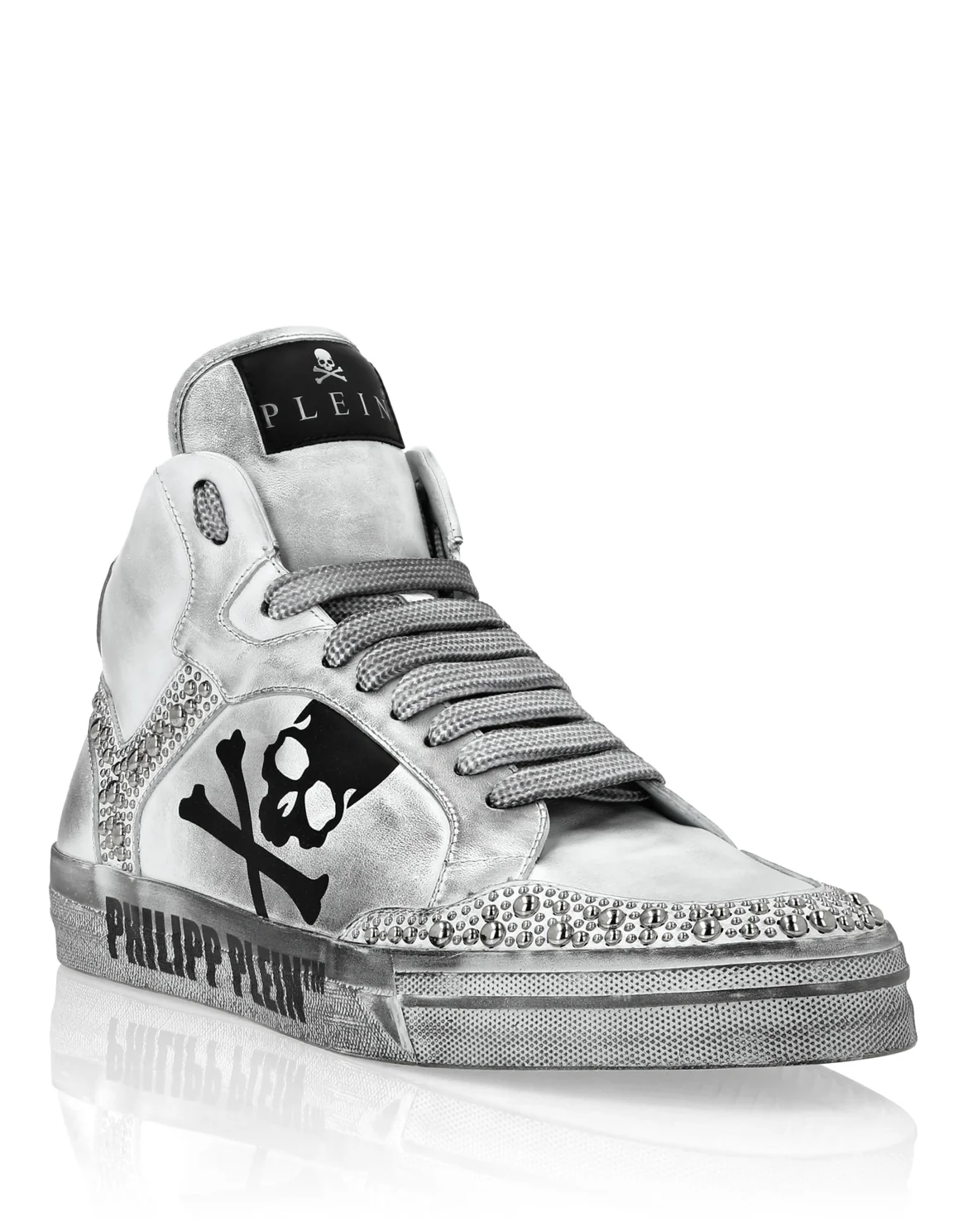 Nappa Leather Hi-Top Sneakers Studs Retrokickz TM, цвет: Белый