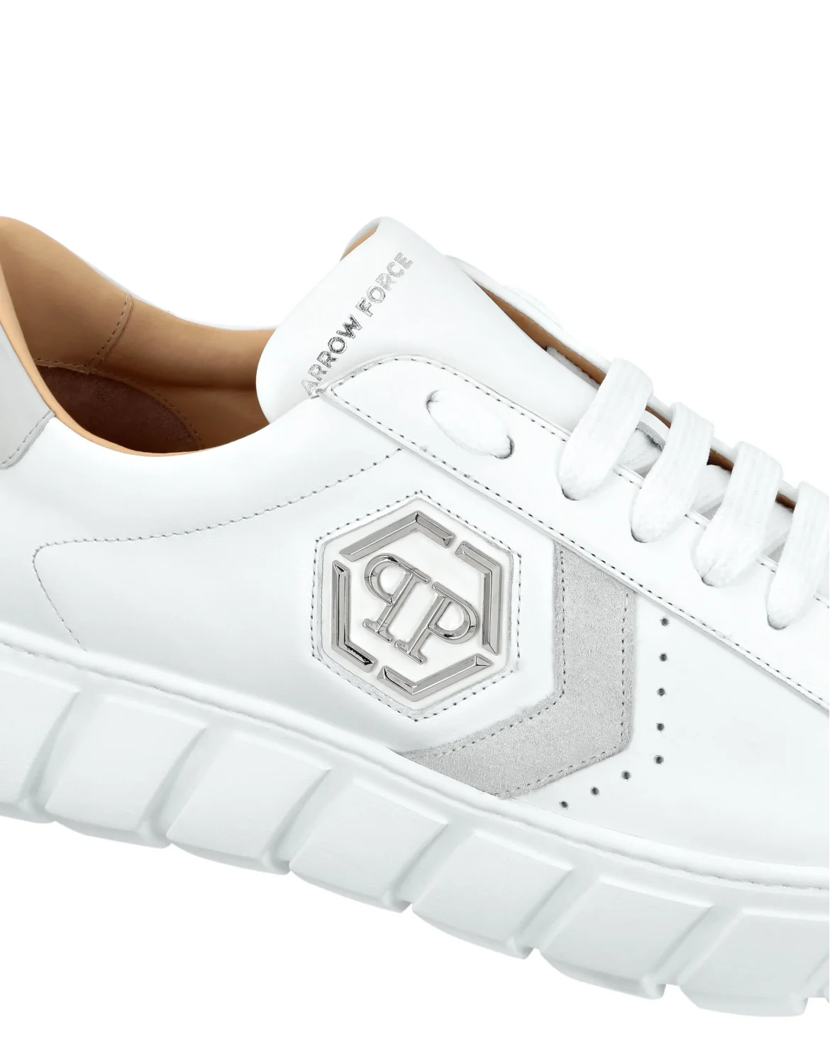 Nappa Leather Lo-Top Sneakers Hexagon, цвет: Белый