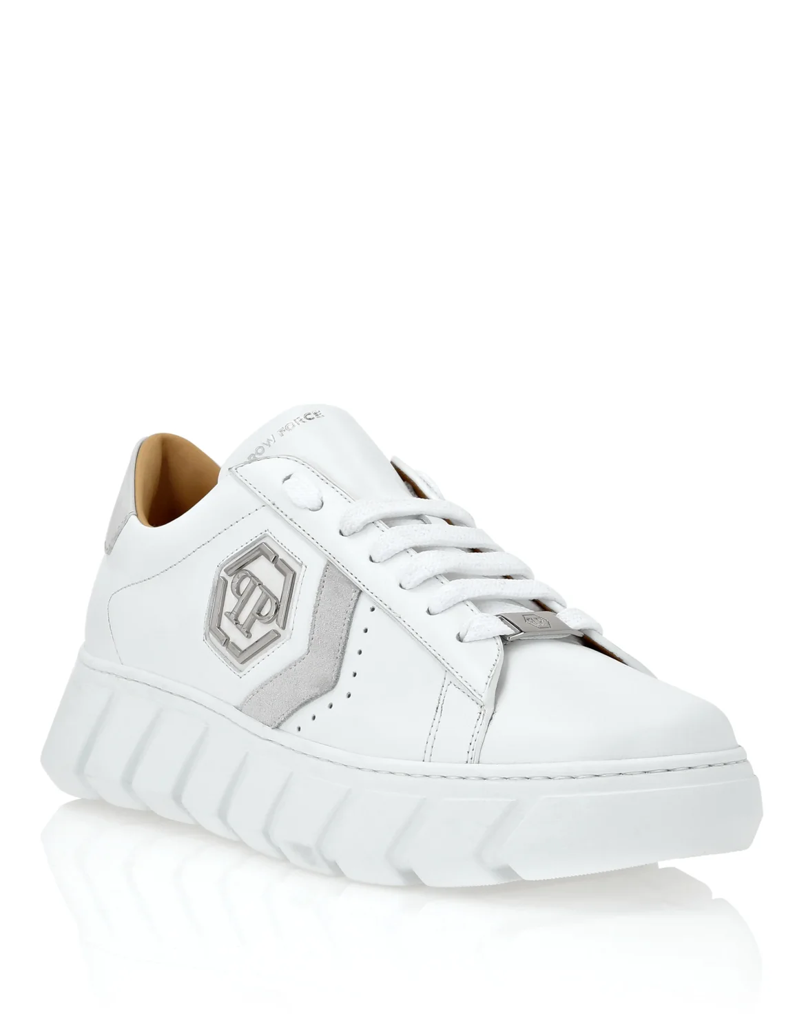 Nappa Leather Lo-Top Sneakers Hexagon, цвет: Белый