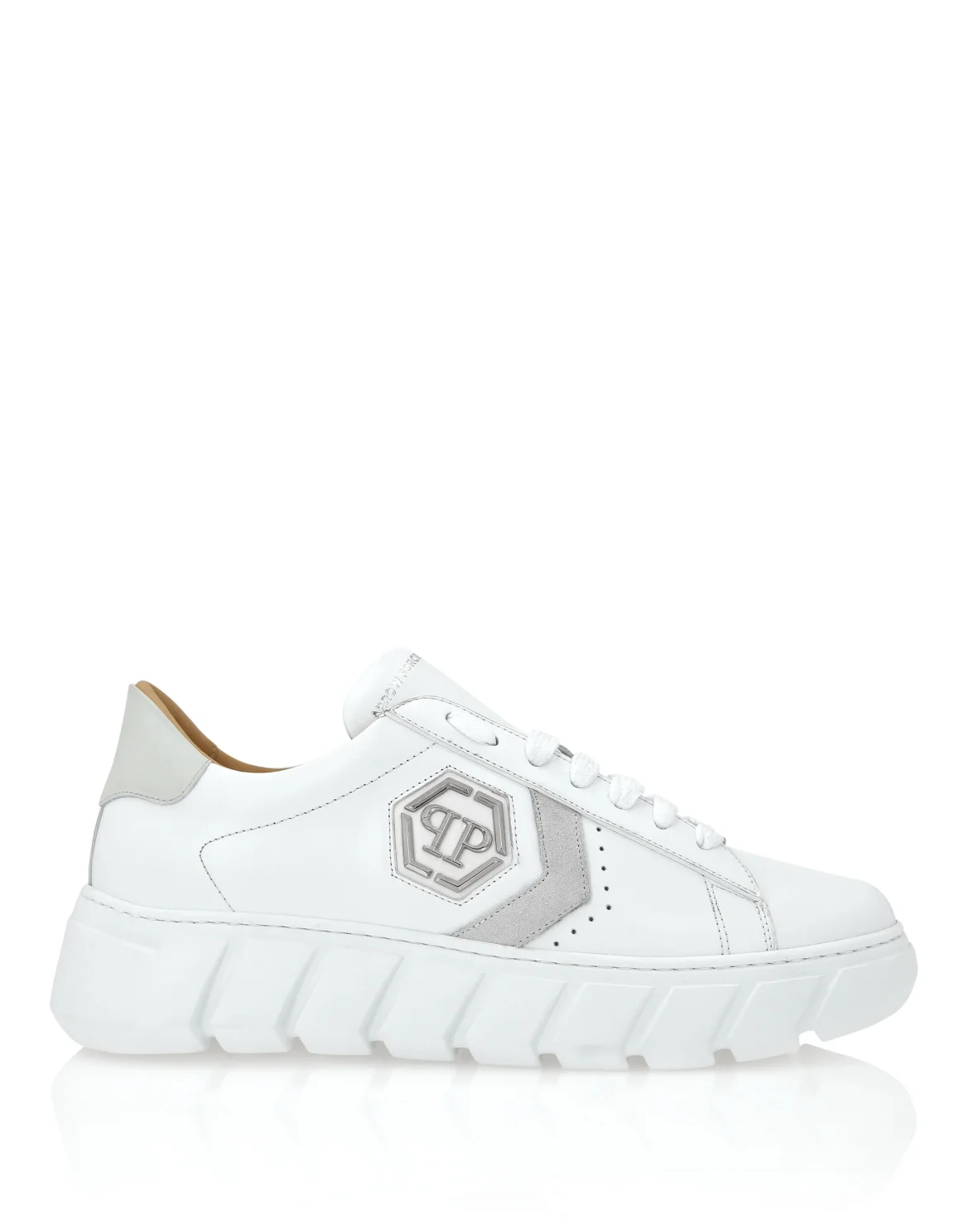 Nappa Leather Lo-Top Sneakers Hexagon, цвет: Белый