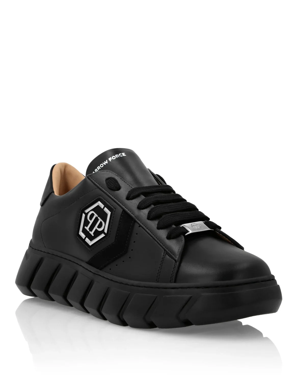 Nappa Leather Lo-Top Sneakers Hexagon, цвет: Черный