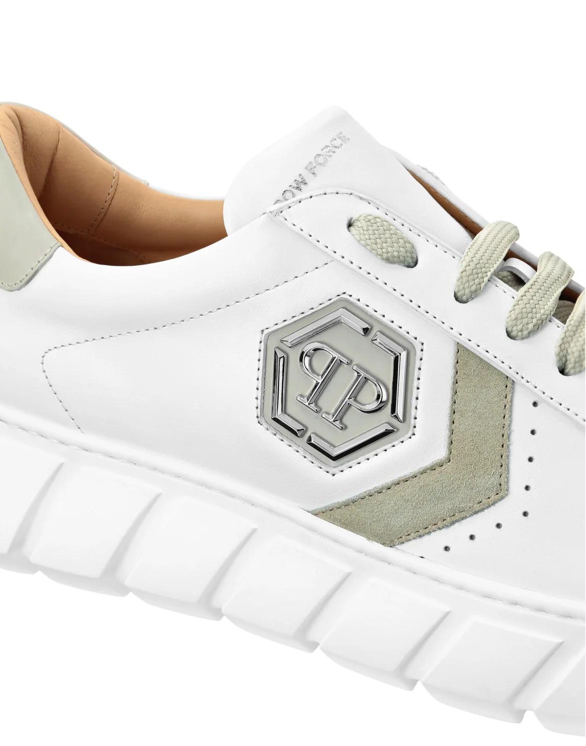 Nappa Leather Lo-Top Sneakers Hexagon, цвет: Бежевый