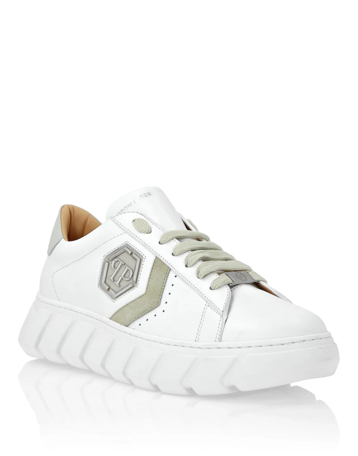 Nappa Leather Lo-Top Sneakers Hexagon, цвет: Бежевый