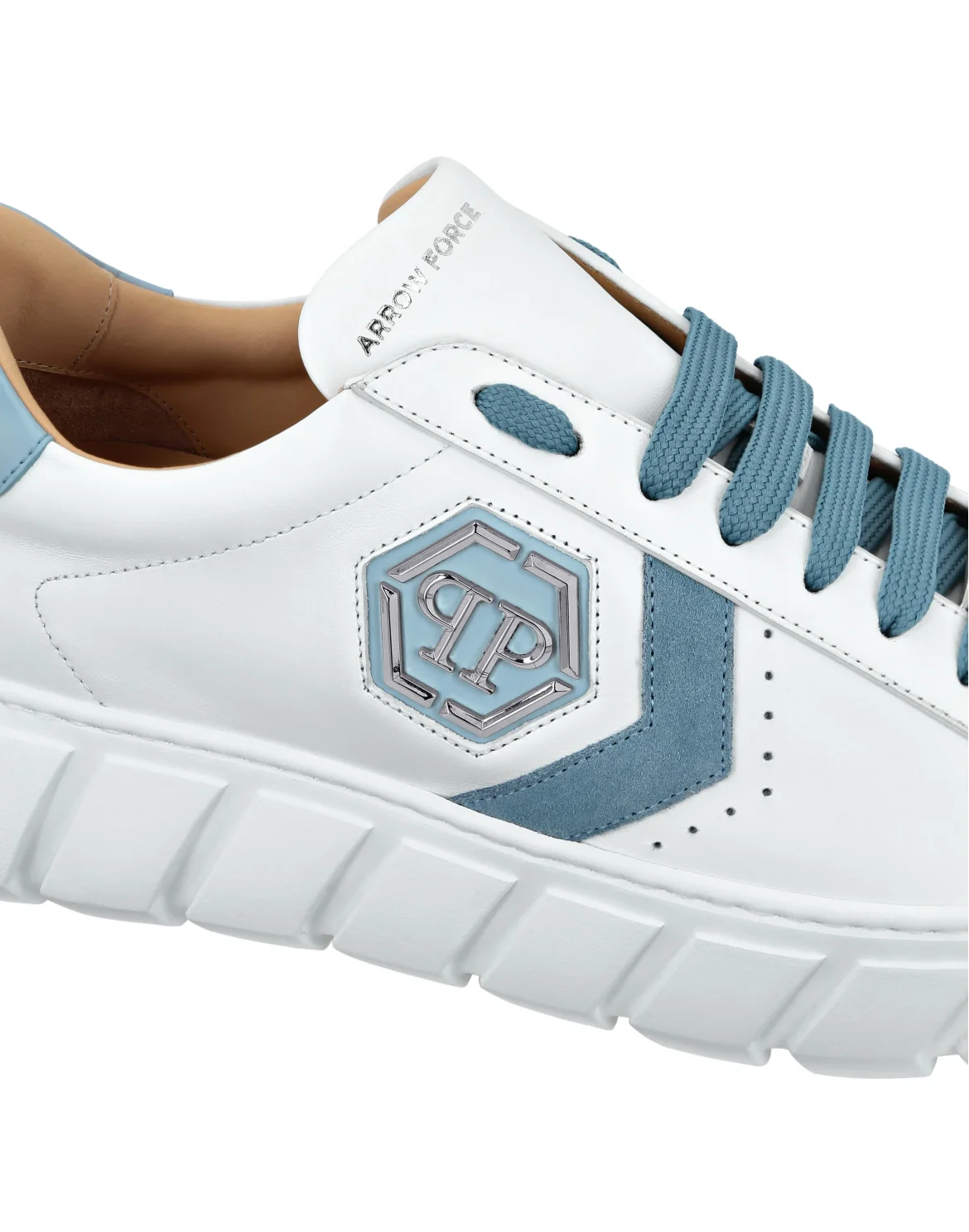 Nappa Leather Lo-Top Sneakers Hexagon, цвет: Голубой