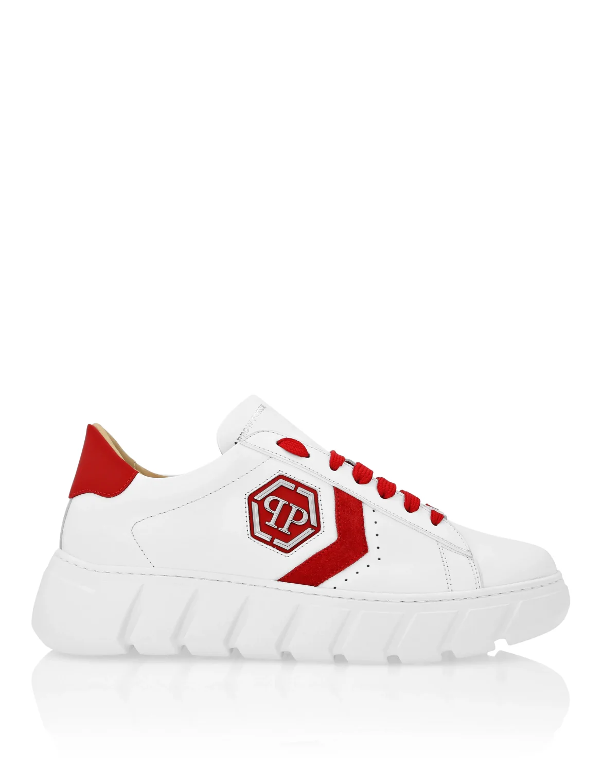 Nappa Leather Lo-Top Sneakers Hexagon, цвет: Красный