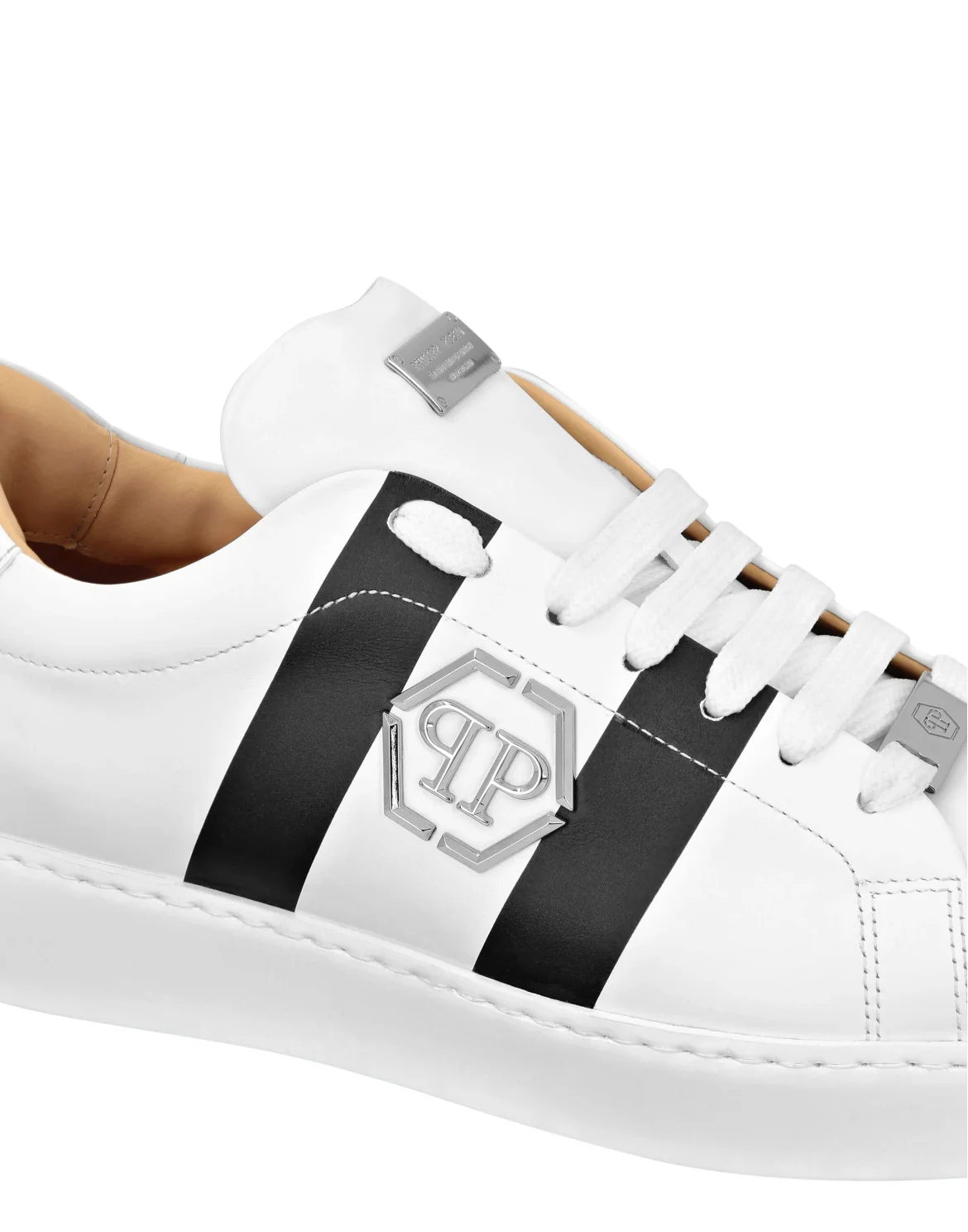 Leather Lo-Top Sneakers Hexagon, цвет: Белый
