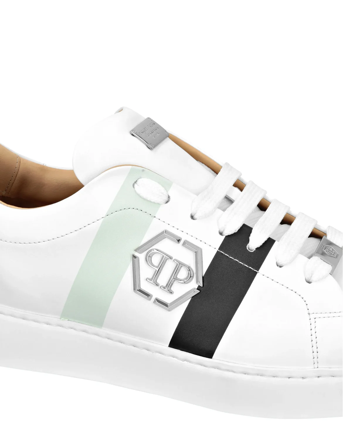 Leather Lo-Top Sneakers Hexagon, цвет: Белый
