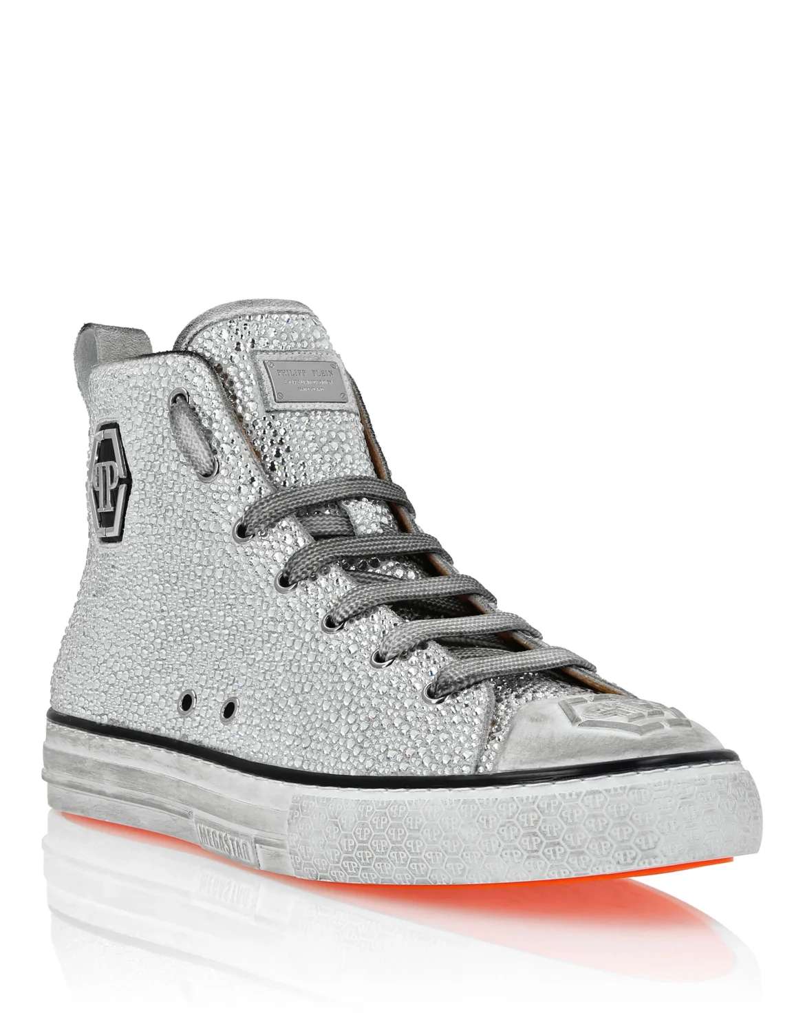 Suede Hi-Top Sneakers Strass Hexagon, цвет: Белый
