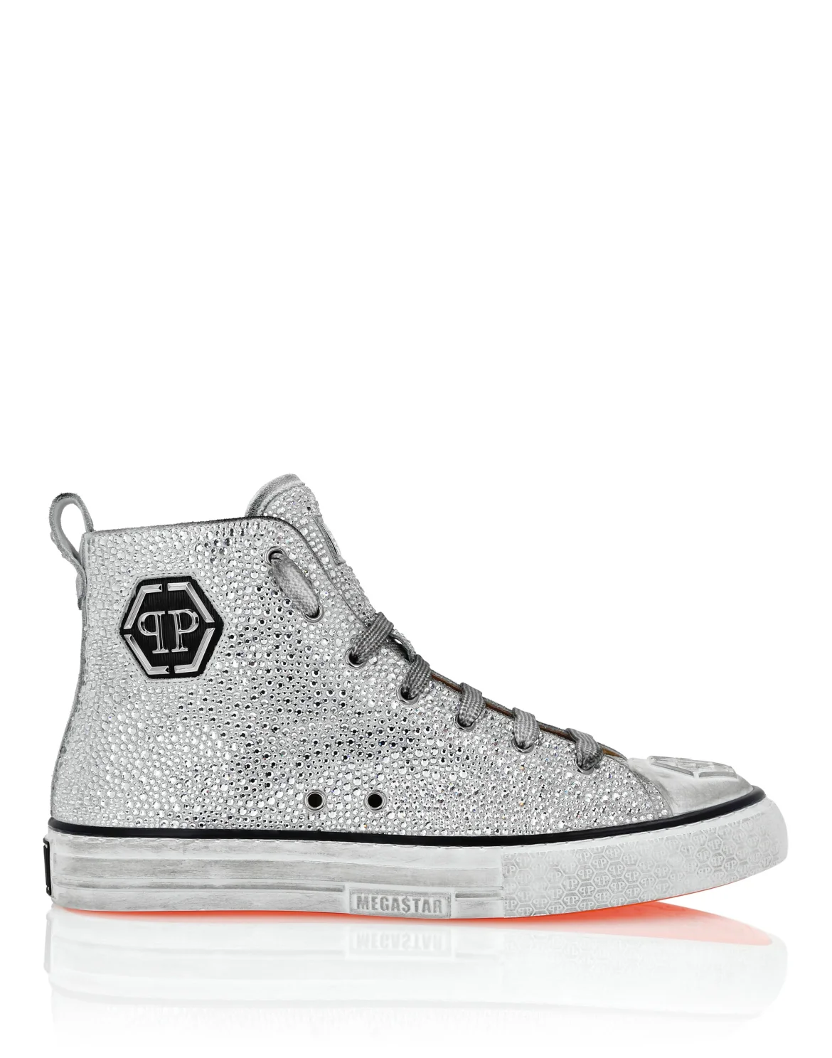 Suede Hi-Top Sneakers Strass Hexagon, цвет: Белый