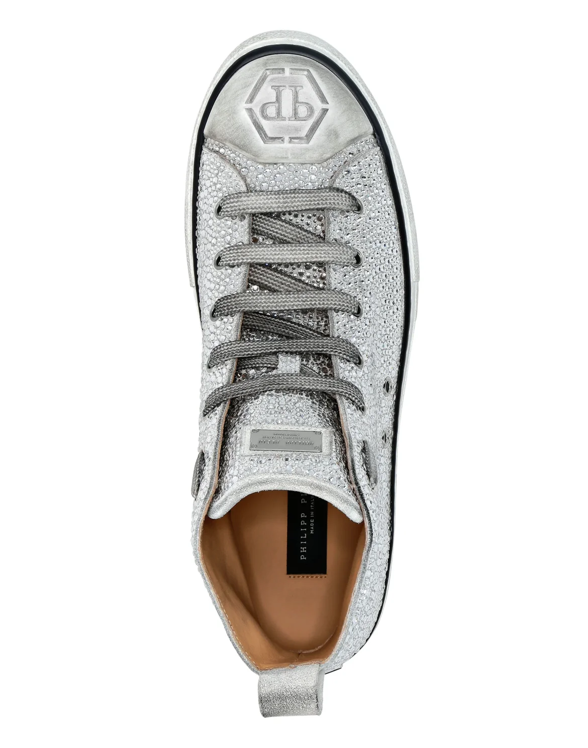 Suede Hi-Top Sneakers Strass Hexagon, цвет: Белый