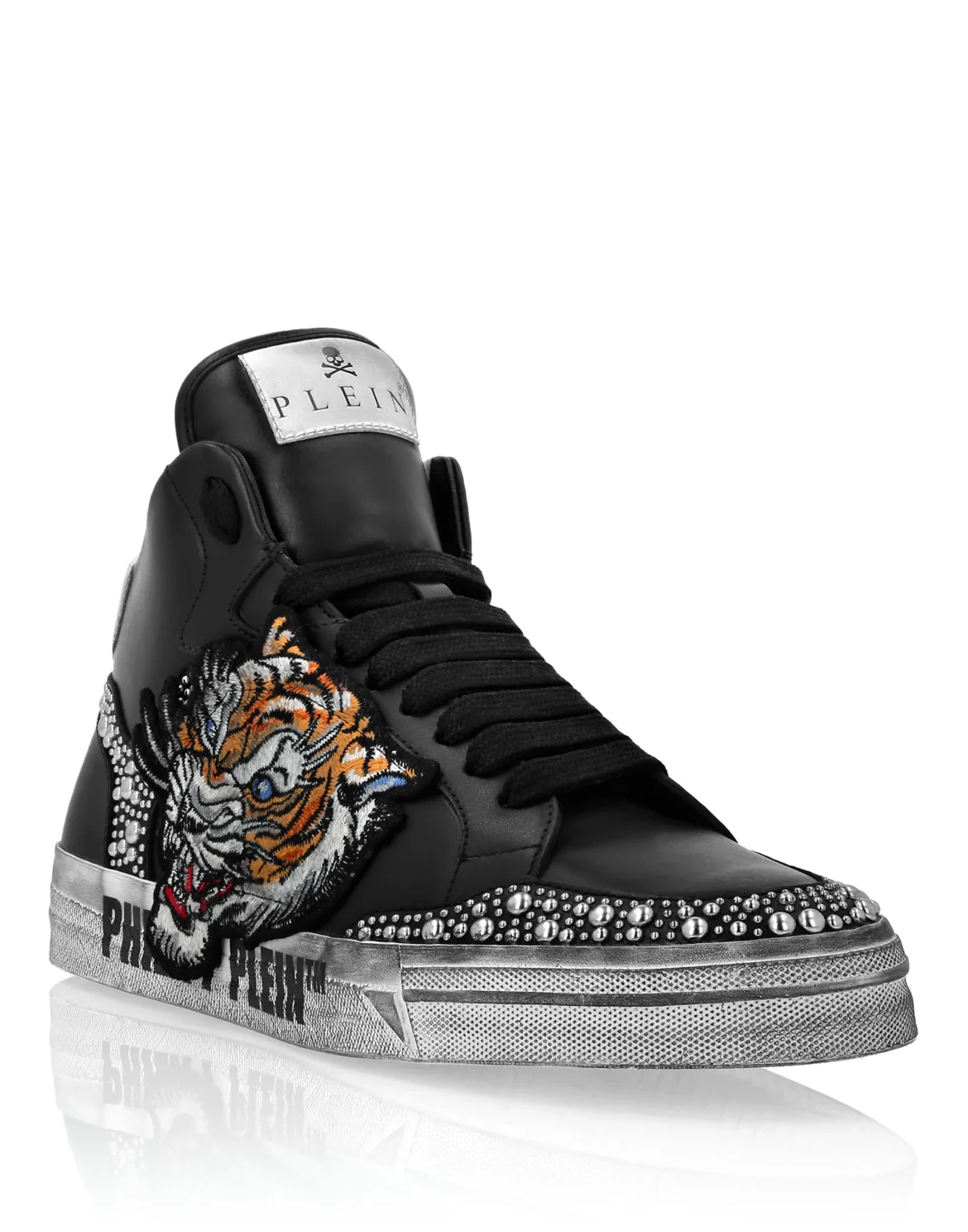 Leather Hi-Top Sneakers Retrokickz Tiger, цвет: Черный