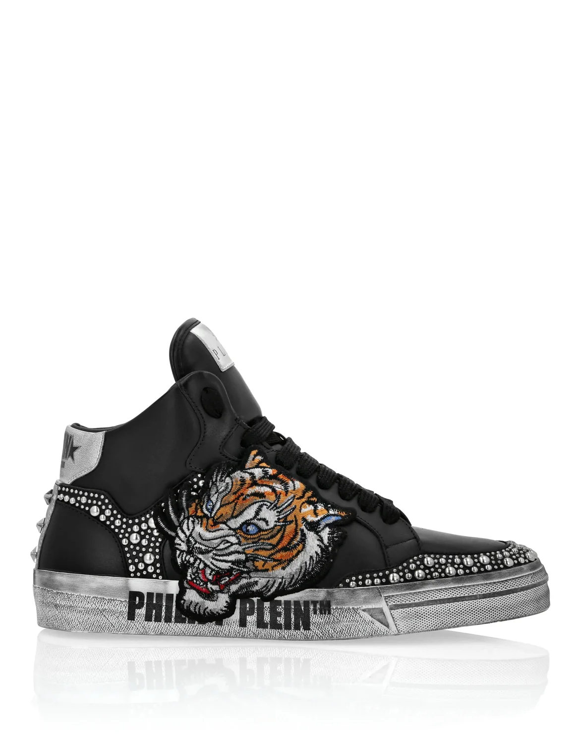 Leather Hi-Top Sneakers Retrokickz Tiger, цвет: Черный