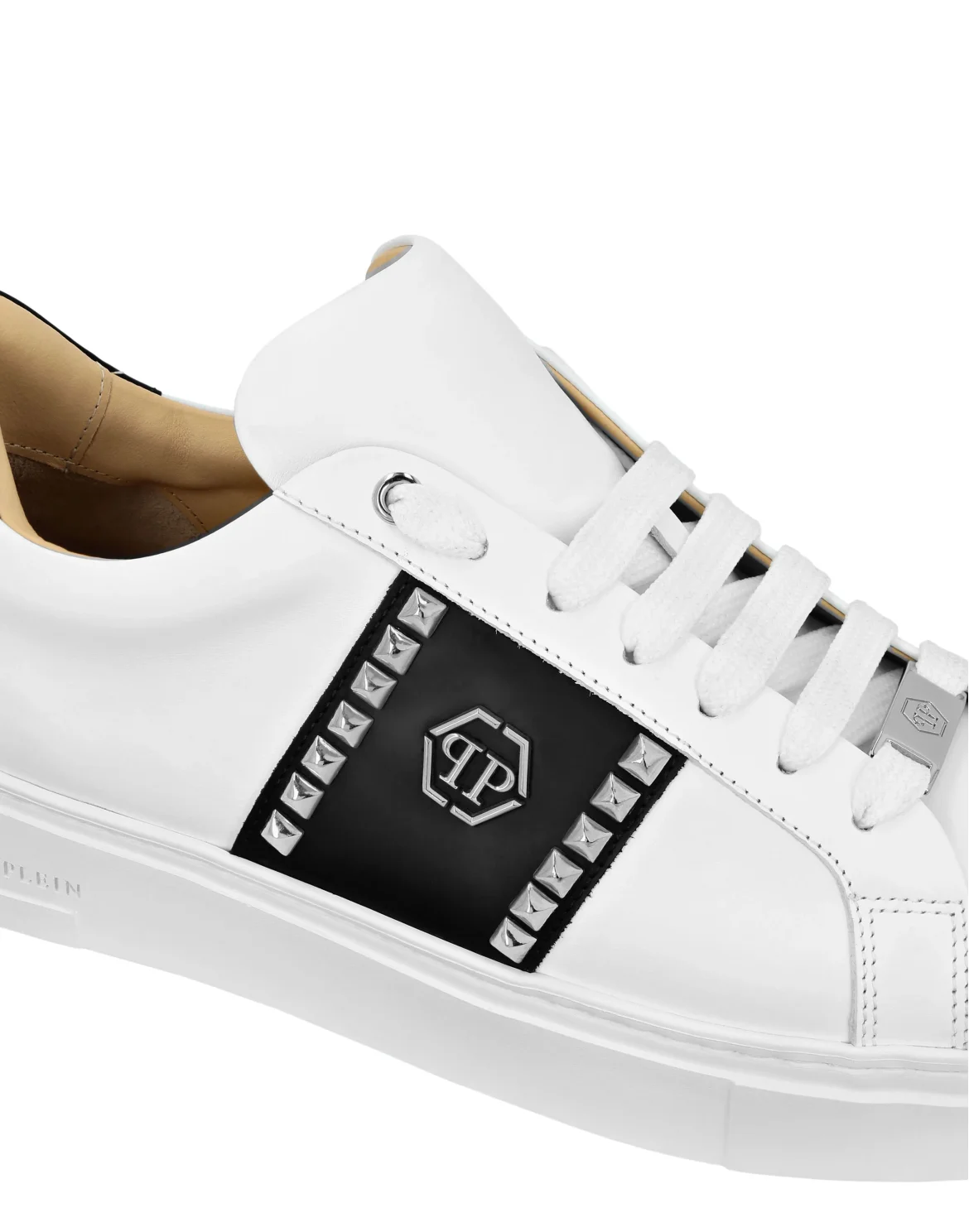 Leather Lo-Top Sneakers Studs, цвет: Белый