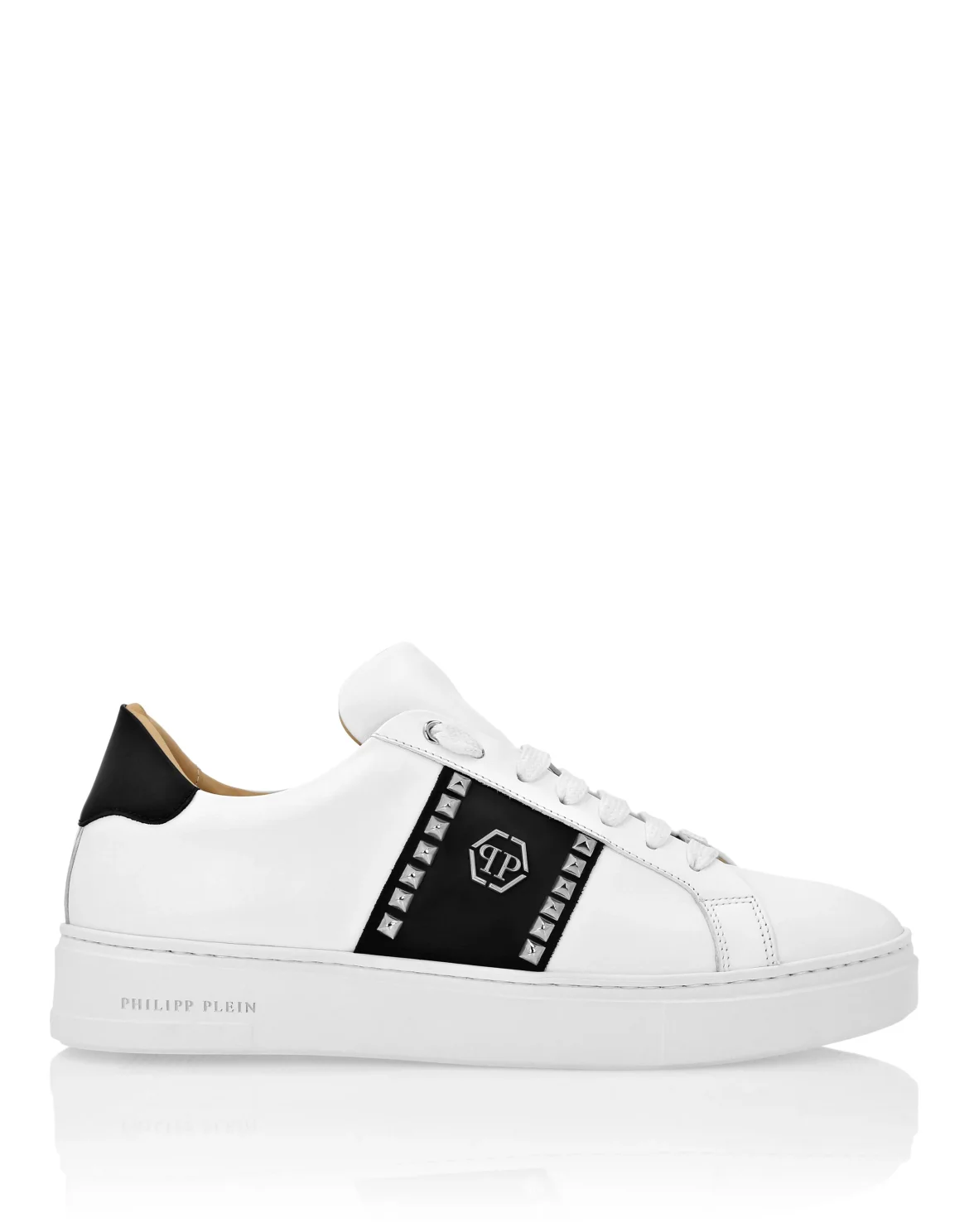 Leather Lo-Top Sneakers Studs, цвет: Белый