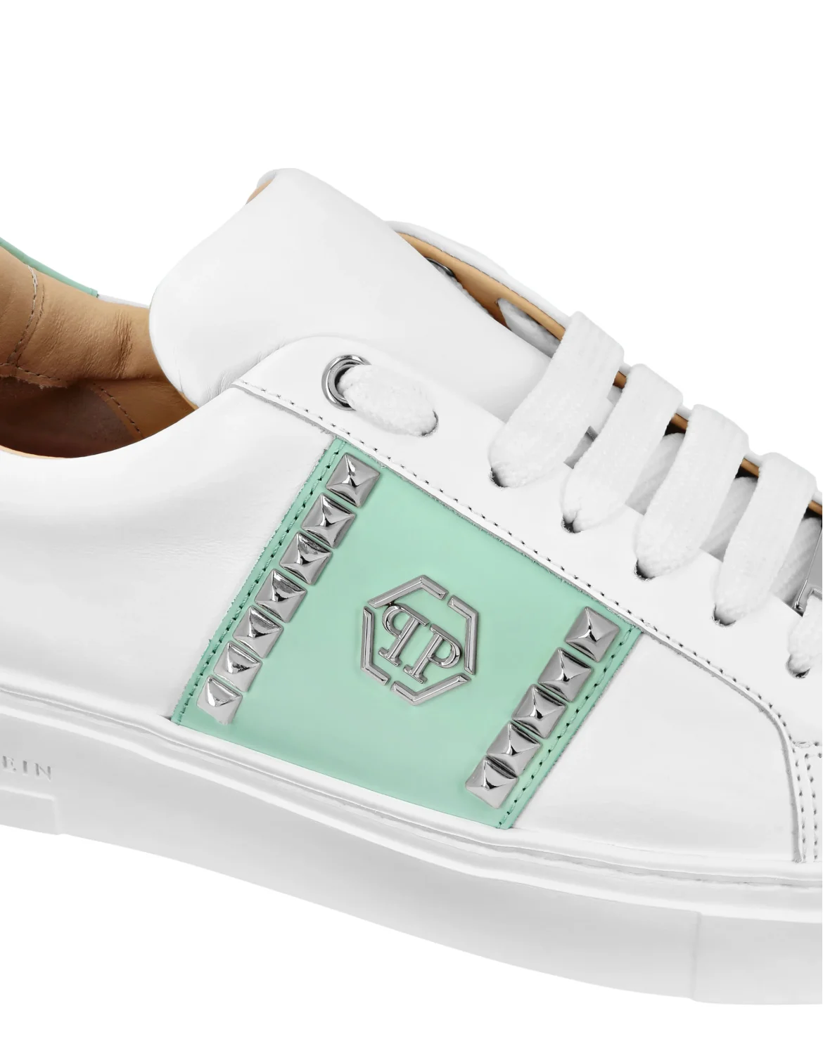 Leather Lo-Top Sneakers Studs, цвет: Белый