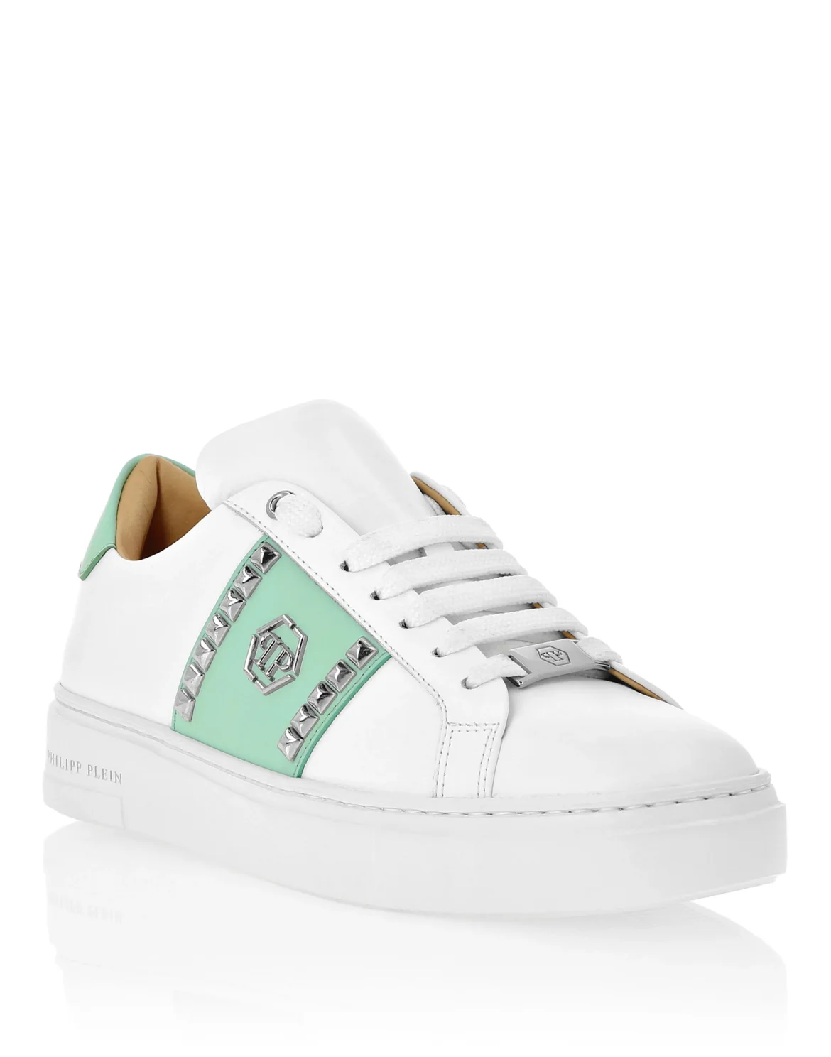 Leather Lo-Top Sneakers Studs, цвет: Белый