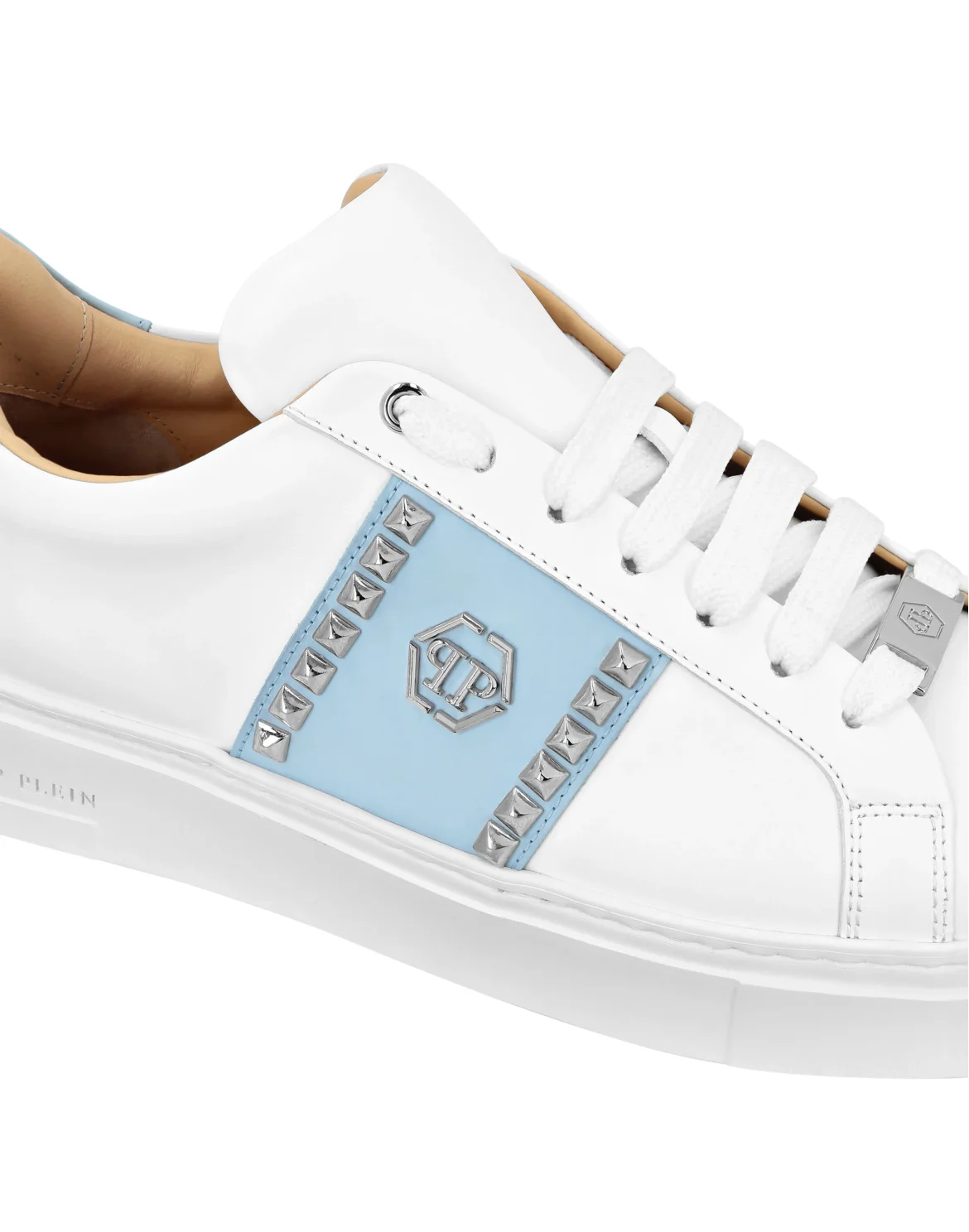 Leather Lo-Top Sneakers Studs, цвет: Белый