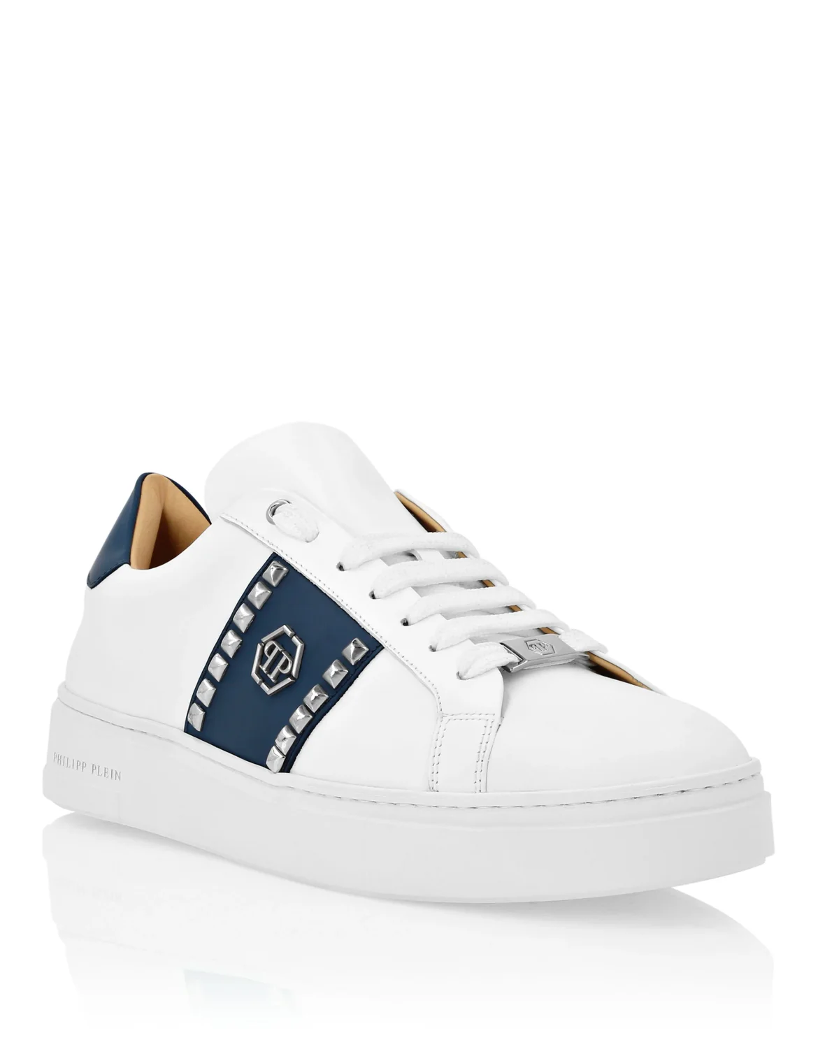 Leather Lo-Top Sneakers Studs, цвет: Белый