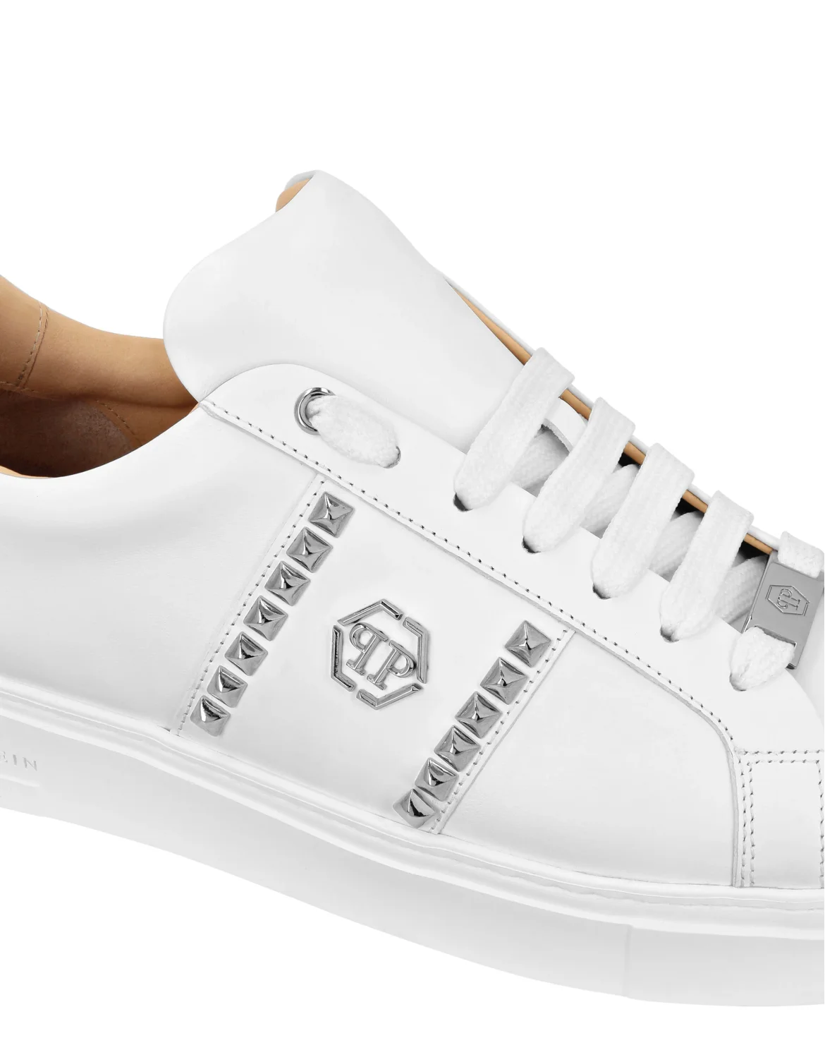 Leather Lo-Top Sneakers Studs, цвет: Белый