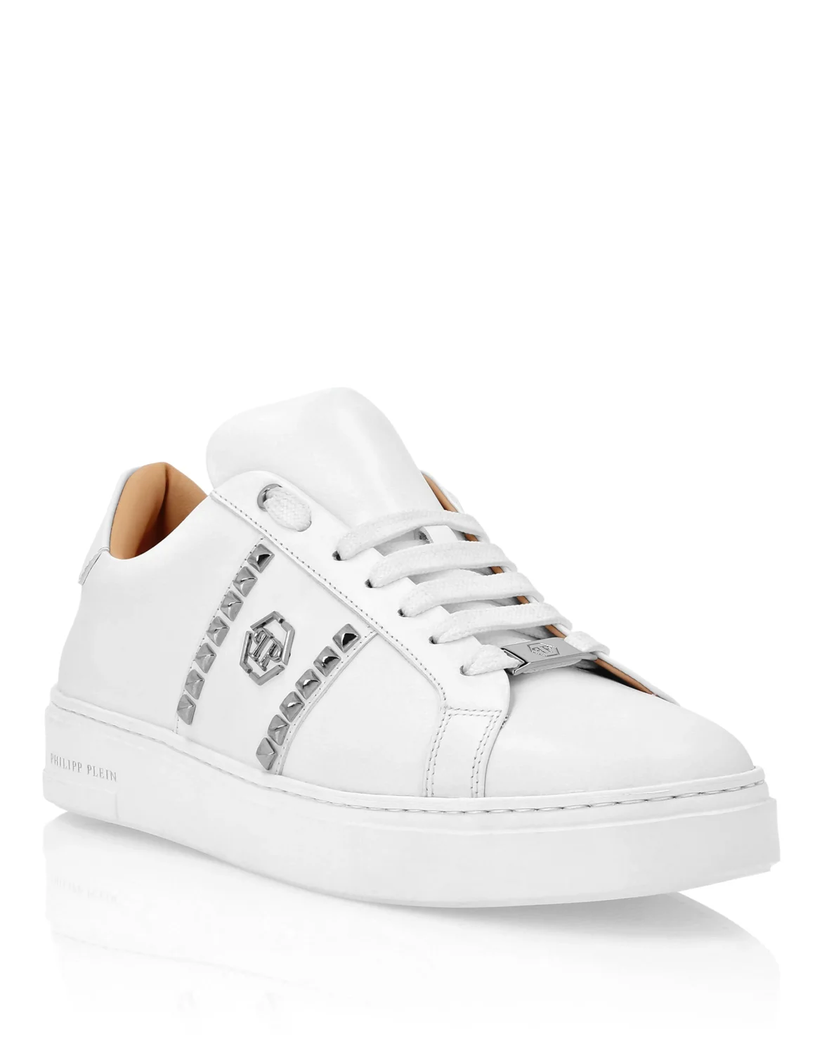 Leather Lo-Top Sneakers Studs, цвет: Белый