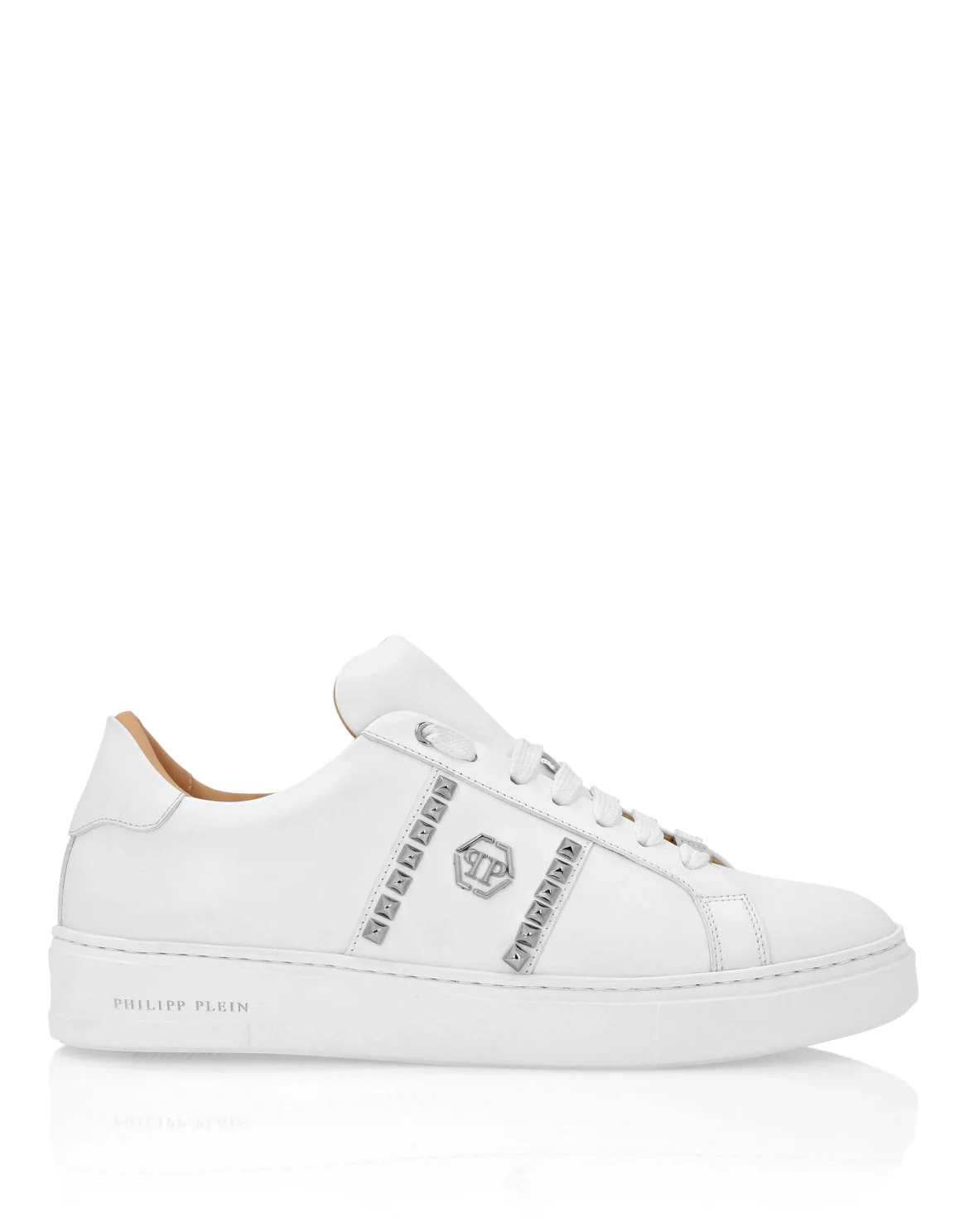 Leather Lo-Top Sneakers Studs, цвет: Белый