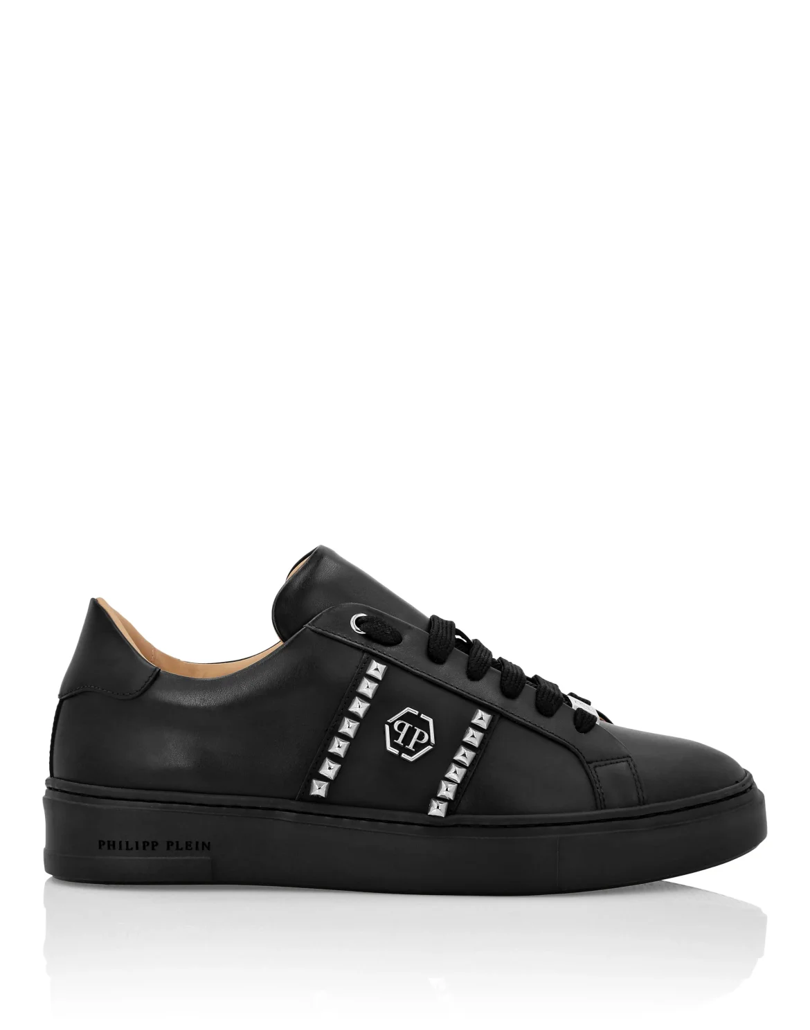 Leather Lo-Top Sneakers Studs, цвет: Черный