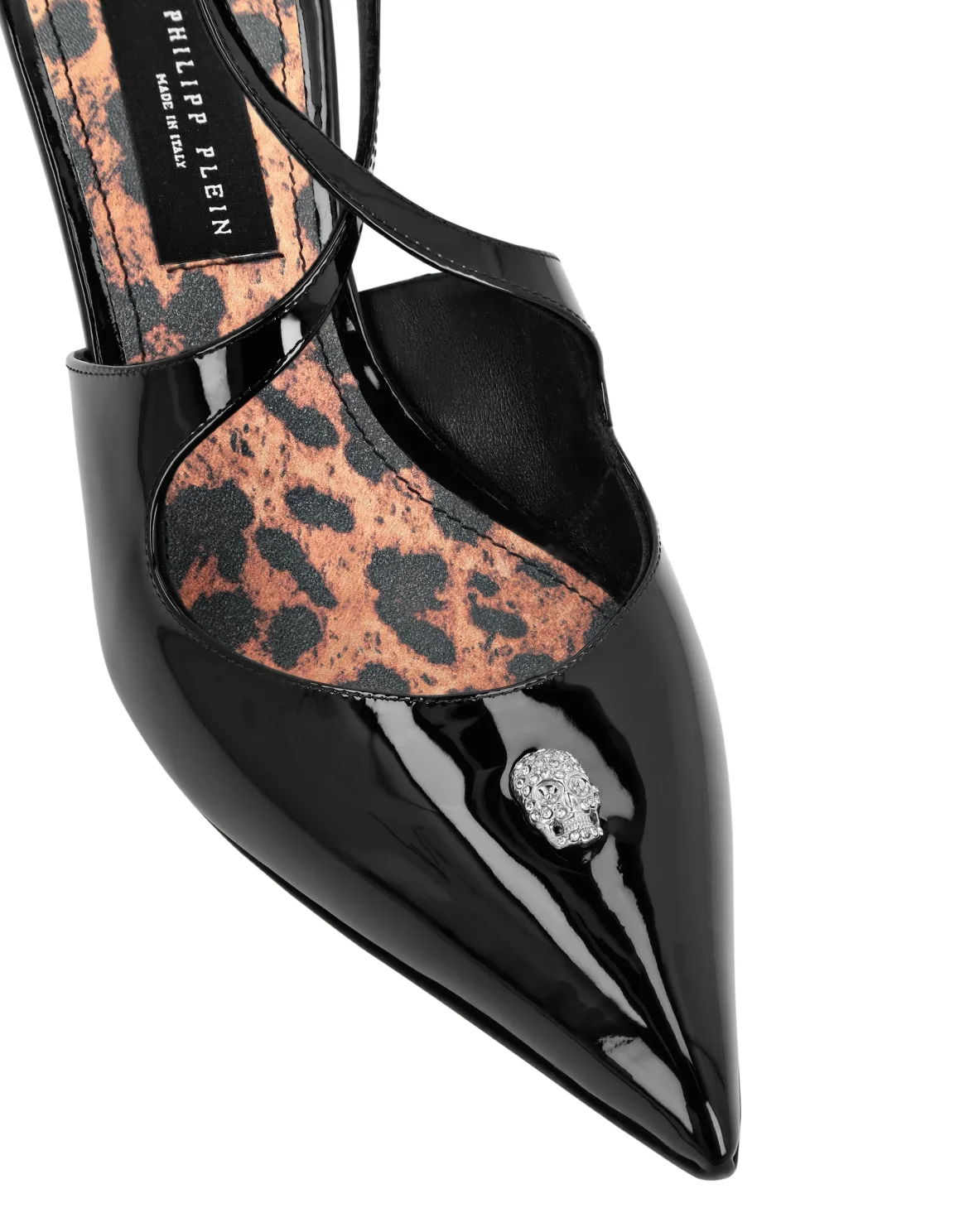 Leather Sandals Low Heels Skull strass, цвет: Черный