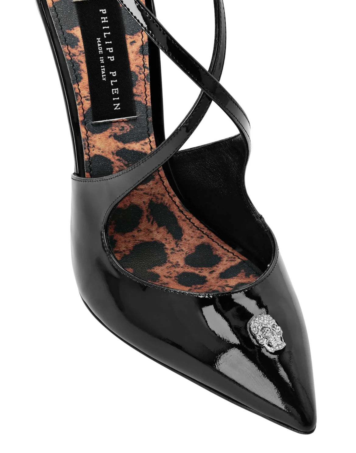 Leather Sandals High Heels Skull strass, цвет: Черный