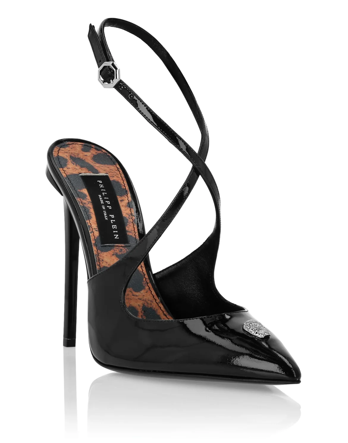 Leather Sandals High Heels Skull strass, цвет: Черный