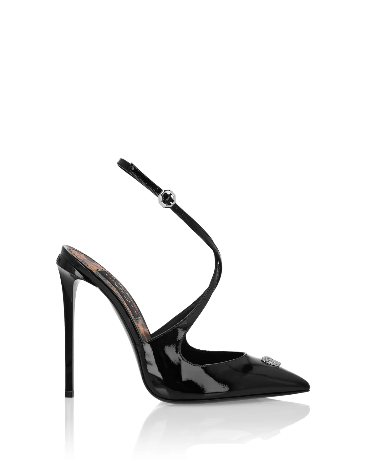 Leather Sandals High Heels Skull strass, цвет: Черный