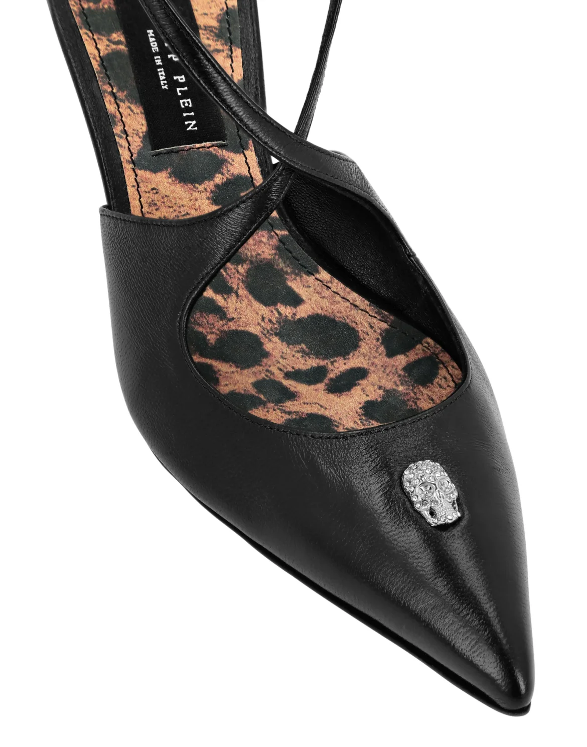 Leather Sandals Low Heels 5 Skull Strass, цвет: Черный