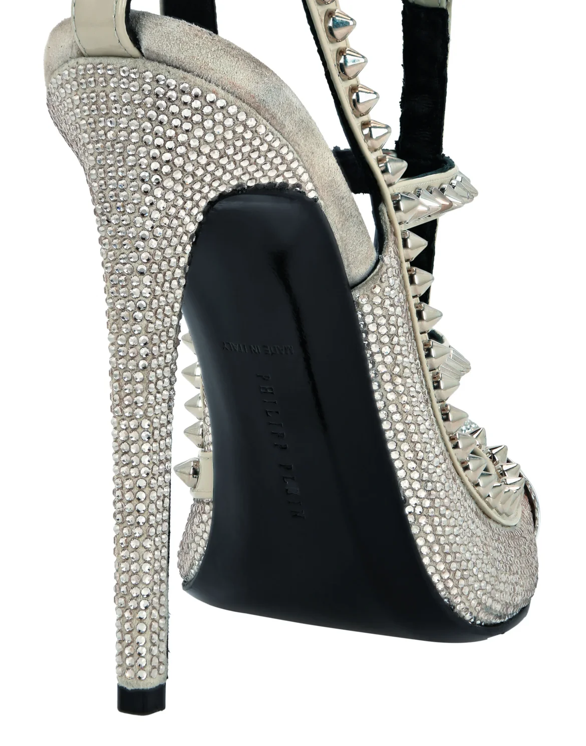 Leather Strass Sandals High Heels Studs, цвет: Бежевый