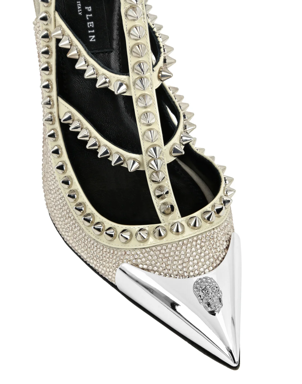 Leather Strass Sandals High Heels Studs, цвет: Бежевый