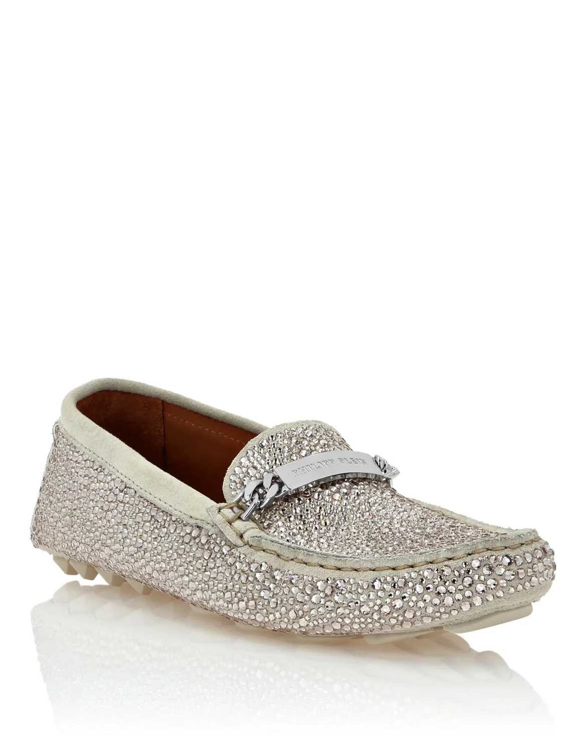 Suede Strass Moccasin, цвет: Бежевый